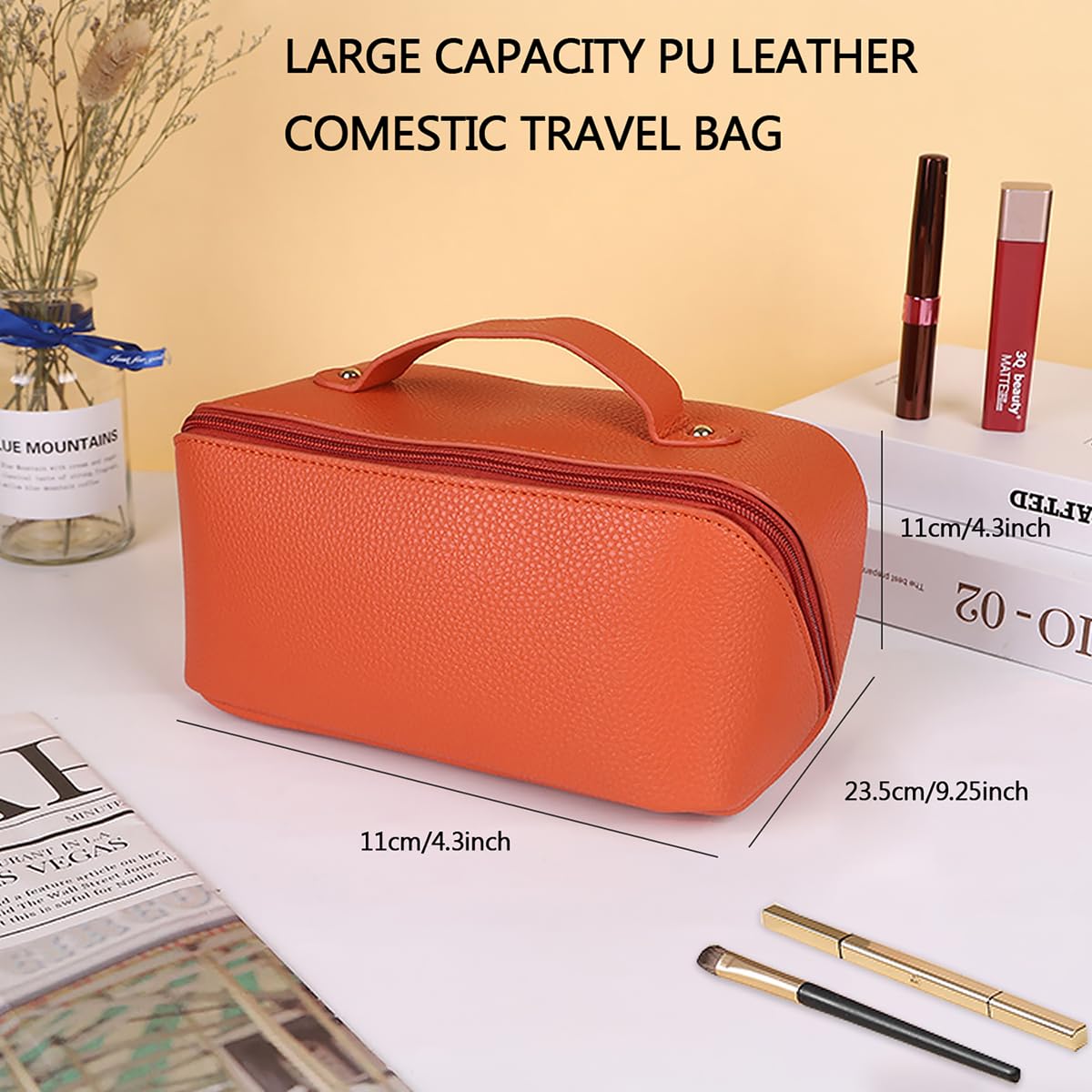 Large Cosmetic Bag with Handle & Zipper - Travel Toiletry Organizer for Women | Perfect for Makeup Storage & Trips