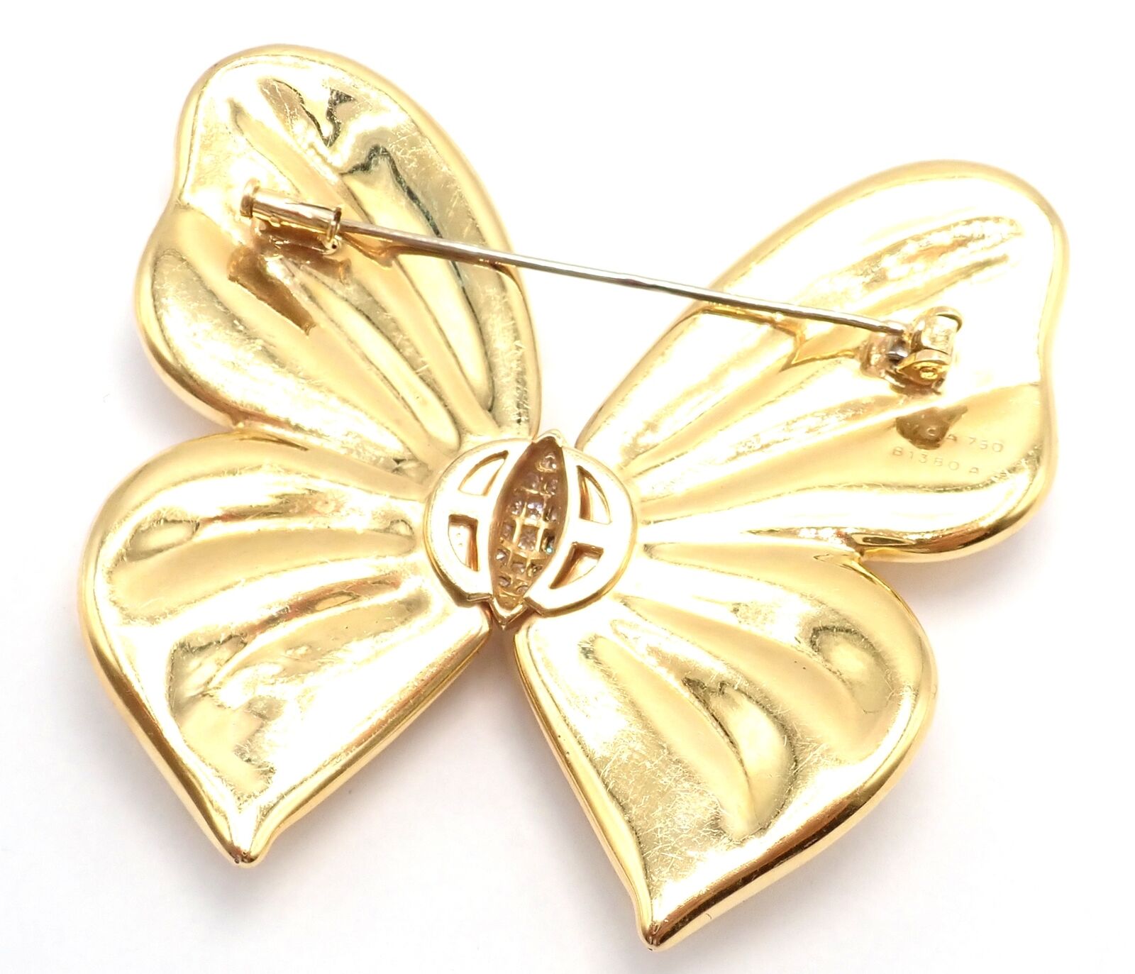 Authentic Van Cleef & Arpels 18k Yellow Gold Extra Large Butterfly Pin Brooch - Luxury Jewelry for Women, Perfect for Special Occasions, Weddings and Gift Giving
