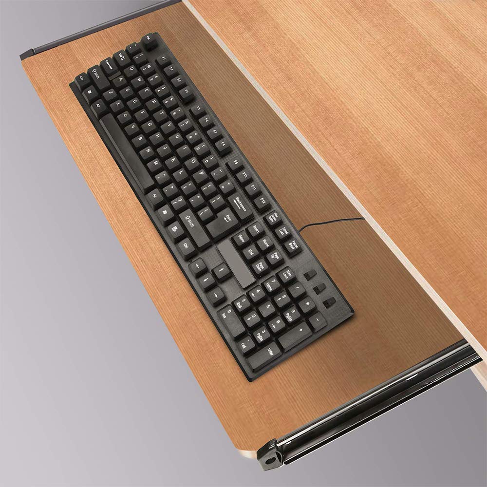 Heavy Duty Under Desk Keyboard Slide Rails with Ball Bearings - Black Computer Desk Extension Tray for Ergonomic Workspace Setup | Perfect for Home Office, Gaming & Workstations