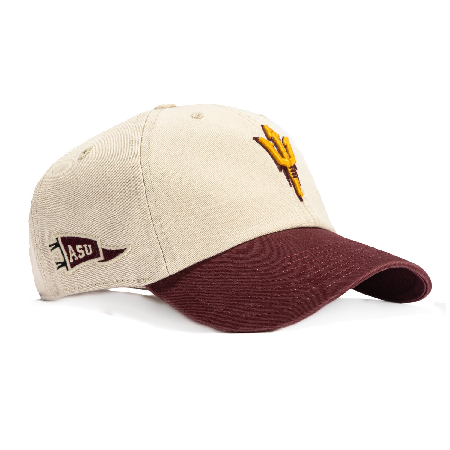 47 Brand Arizona State Sun Devils Grand Stand Adjustable Cleanup Hat - Khaki & Maroon College Baseball Cap for Men & Women - Perfect for Game Day, Tailgating, and Casual Wear