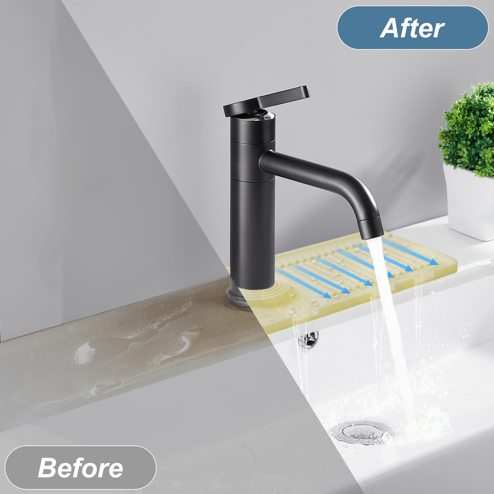 Premium Silicone Kitchen Sink Splash Guard & Faucet Drip Catcher - 17.5