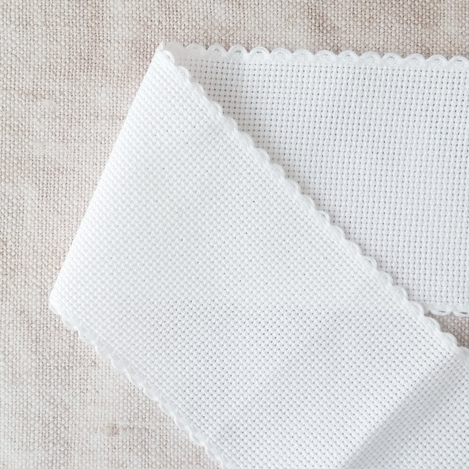 3 Inch Scallop Edged White Aida Stitching Band - Perfect for Embroidery, Sewing, and DIY Craft Projects