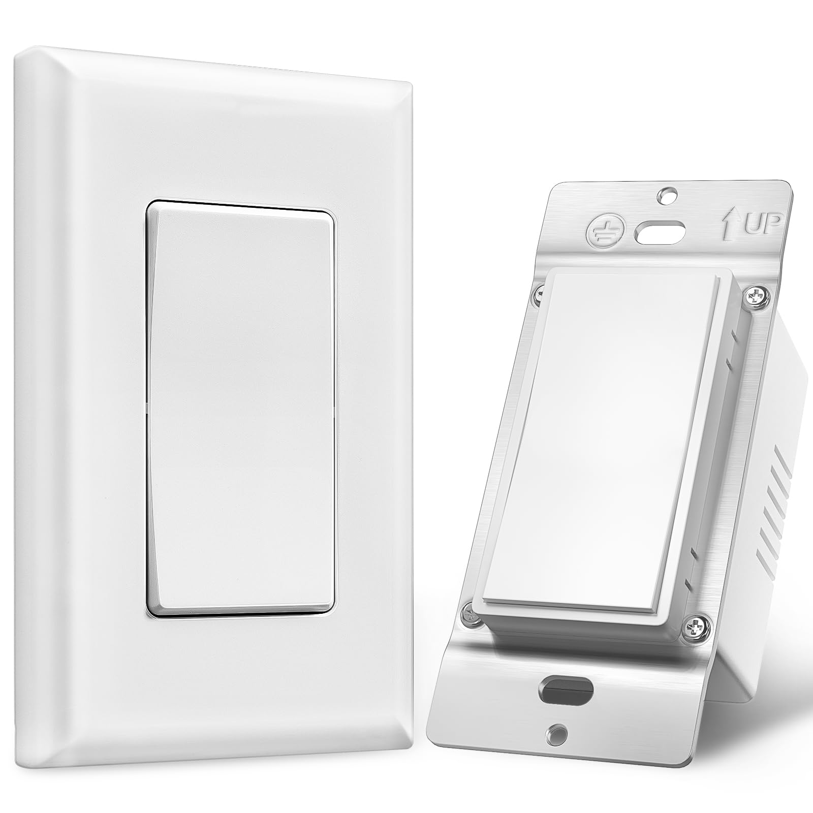 Suraielec 3-Way Wireless Light Switch - No Wiring Required, 15A High Power, 100ft Range, Neutral Wire & Grounding - Expandable Remote Control for Lamps, Ceiling Lights & Fans | Perfect for Bedroom, Living Room & Home Automation