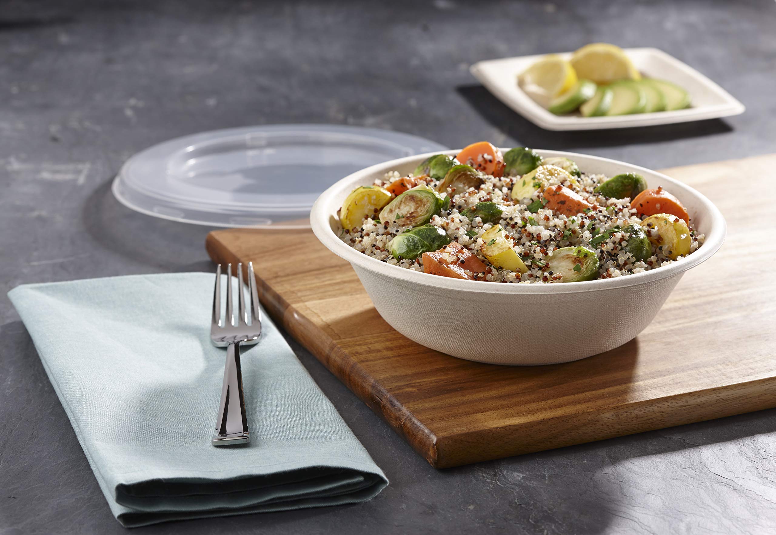 32 oz Compostable & Recyclable Round Pulp Bowls - 300 Pack | Microwave & Reheat Safe | Durable Disposable Bowls for Parties, Picnics, Catering & Takeout