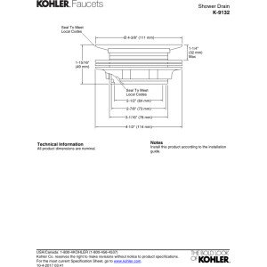 Kohler K-9132-2BZ Oil Rubbed Bronze Shower Drain with Grid Strainer - Durable Bathroom Drainage Solution for Showers and Bathtubs