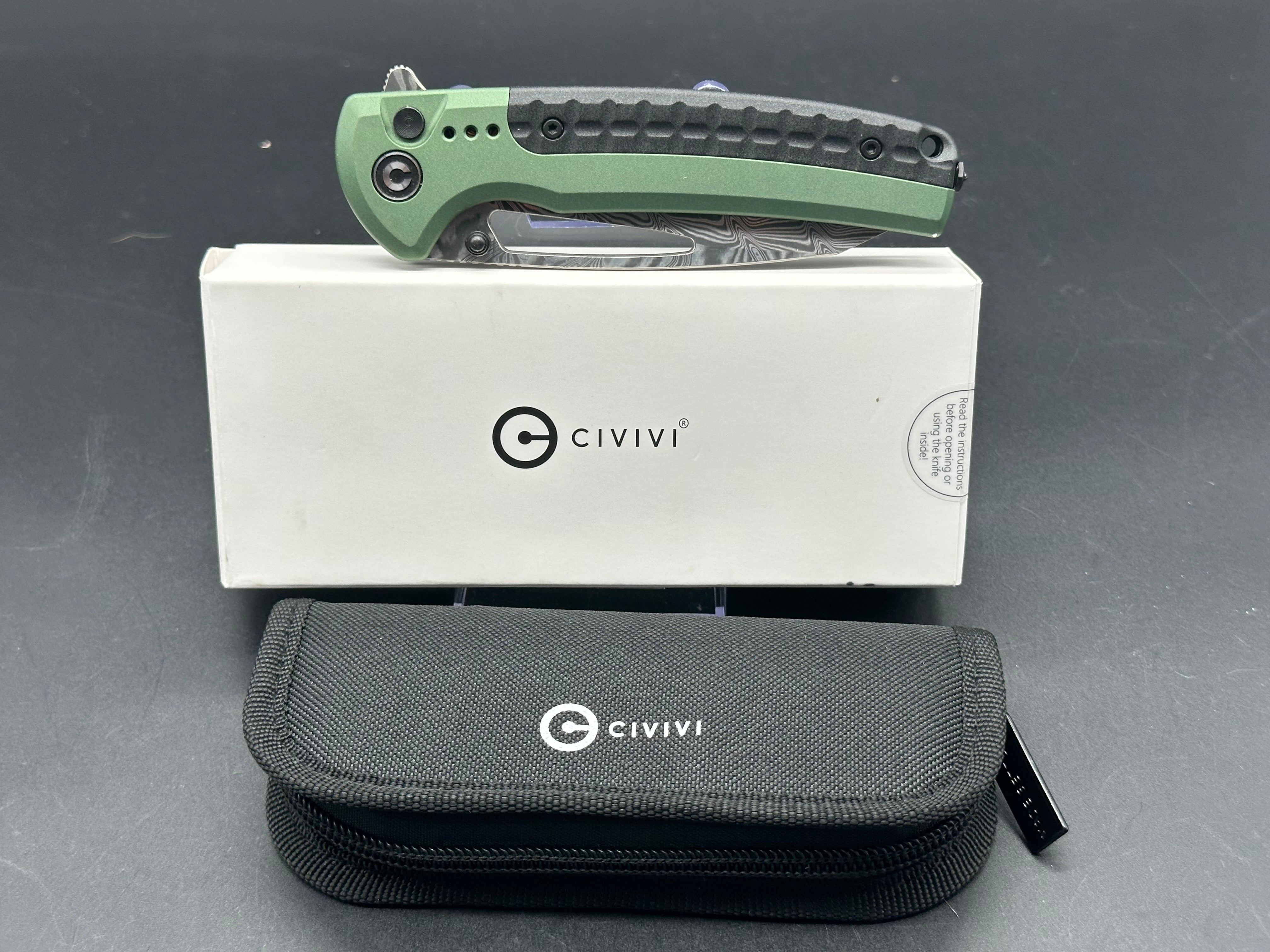 CIVIVI Sentinel Strike Folding Pocket Knife - Green Aluminum Handle, EDC Tactical Knife for Outdoor Camping, Hiking & Survival Gear