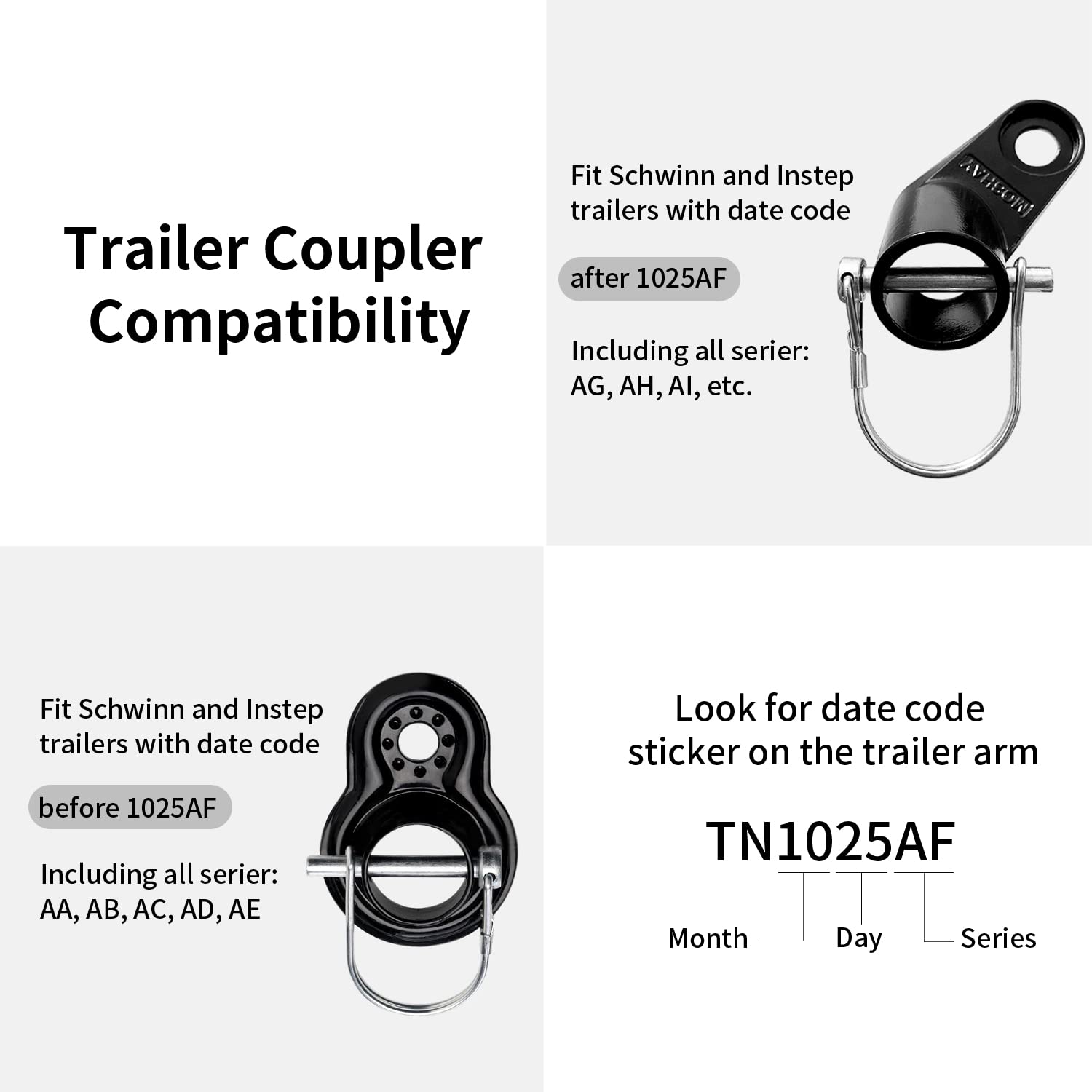 MOSHAY Upgraded Bike Bicycle Trailer Coupler Attachment - Angled Elbow Adapter for Instep & Schwinn Bike Trailers - Perfect for Family Cycling, Grocery Hauling & Outdoor Adventures
