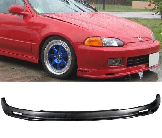 Mugen Style PU Front Bumper Lip for 1992-1995 Honda Civic EG Hatchback & Coupe (2 Door) - Unpainted Matte Black | Car Body Kit Upgrade for Enhanced Style & Aerodynamics | Perfect for Street Racing & Car Shows