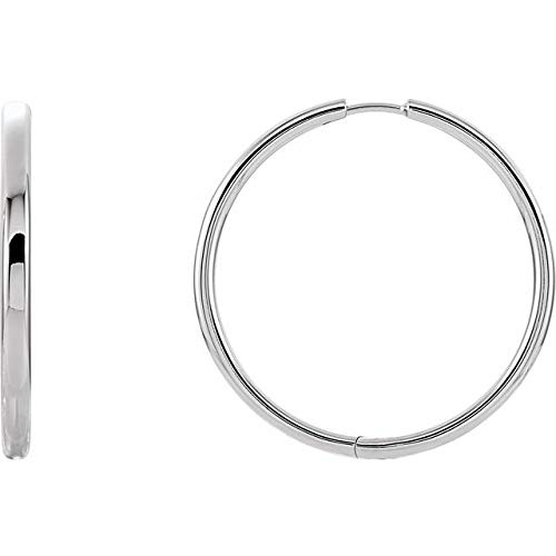 Sterling Silver 34.2mm Hinged Hoop Earrings for Women - Classic Dangle Hoops for Everyday Wear, Parties & Gifts