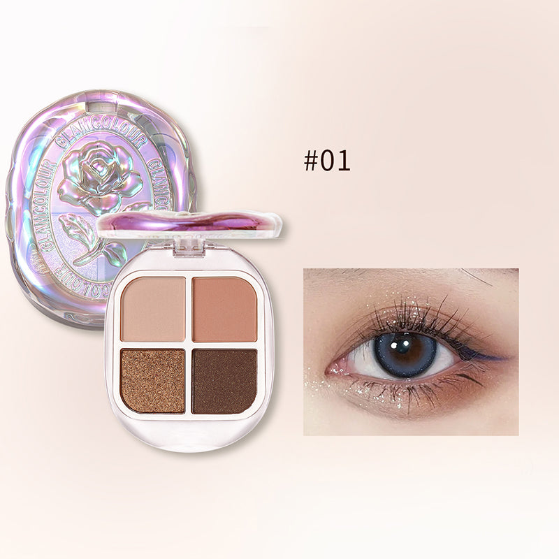 GlamColour Fire Gloss Quad Eyeshadow Palette - 4 Highly Pigmented Matte & Shimmer Eyeshadows for Day & Night Makeup Looks | Perfect for Parties, Date Nights & Special Occasions