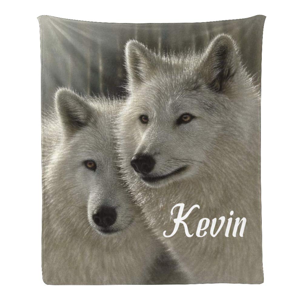 Personalized Wolf Fleece Blanket with Custom Name Text - Soft 50x60 Inch Throw Blanket for Gifts, Home Decor, and Cozy Winter Nights