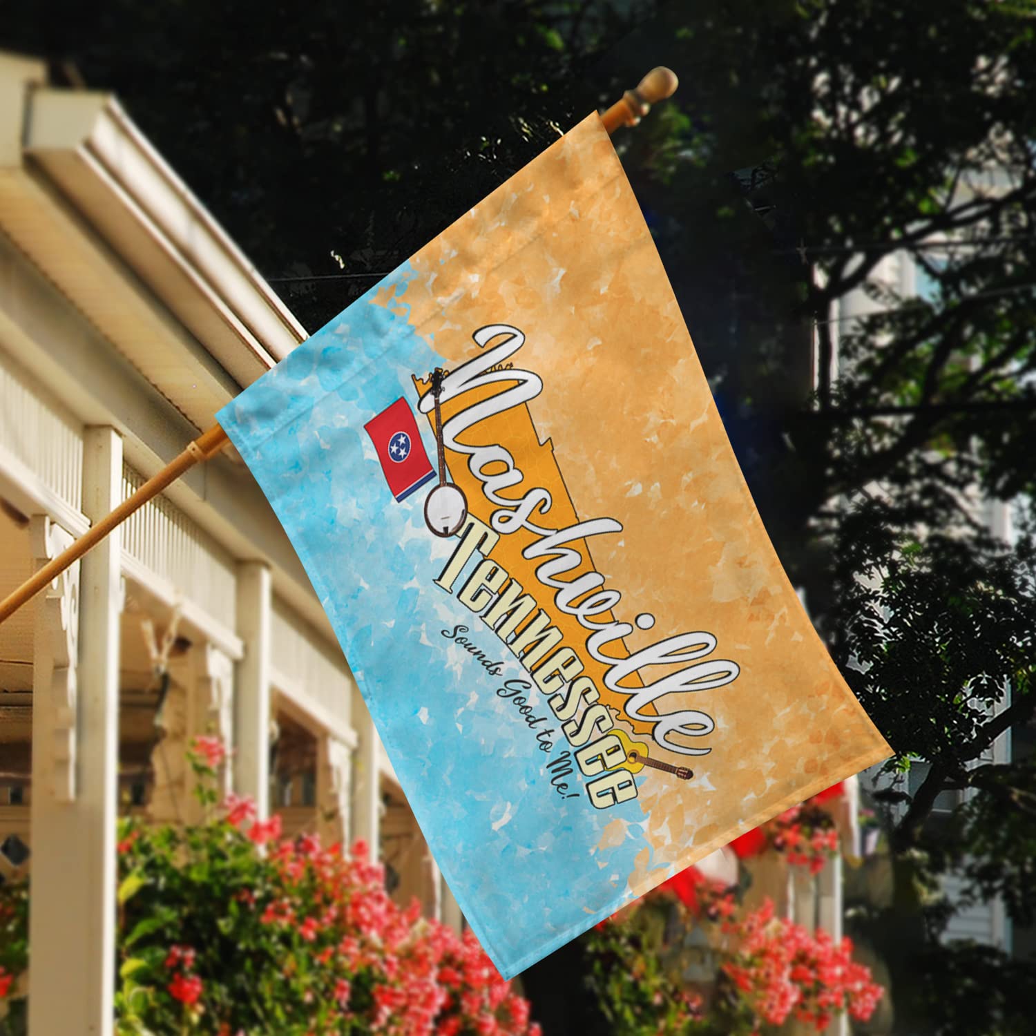 Double-Sided Nashville Tennessee House Flag 28x40 Inches - Outdoor Yard Decorative TN State Flag, Hometown Pride Banner, USA-Made - Perfect for Porch Decor, Game Day & City Pride Gifts