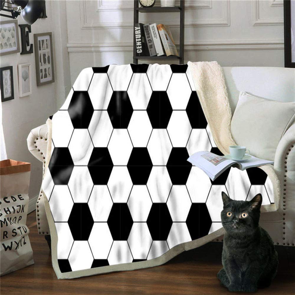 Soft Double Bed Throw Blankets - 3D Digital Printed Football Design Warm Quilt for Winter | Queen Size 150x200cm | Cozy Plush Blanket for Bed, Sofa & Travel | Home Decor & Gift Idea