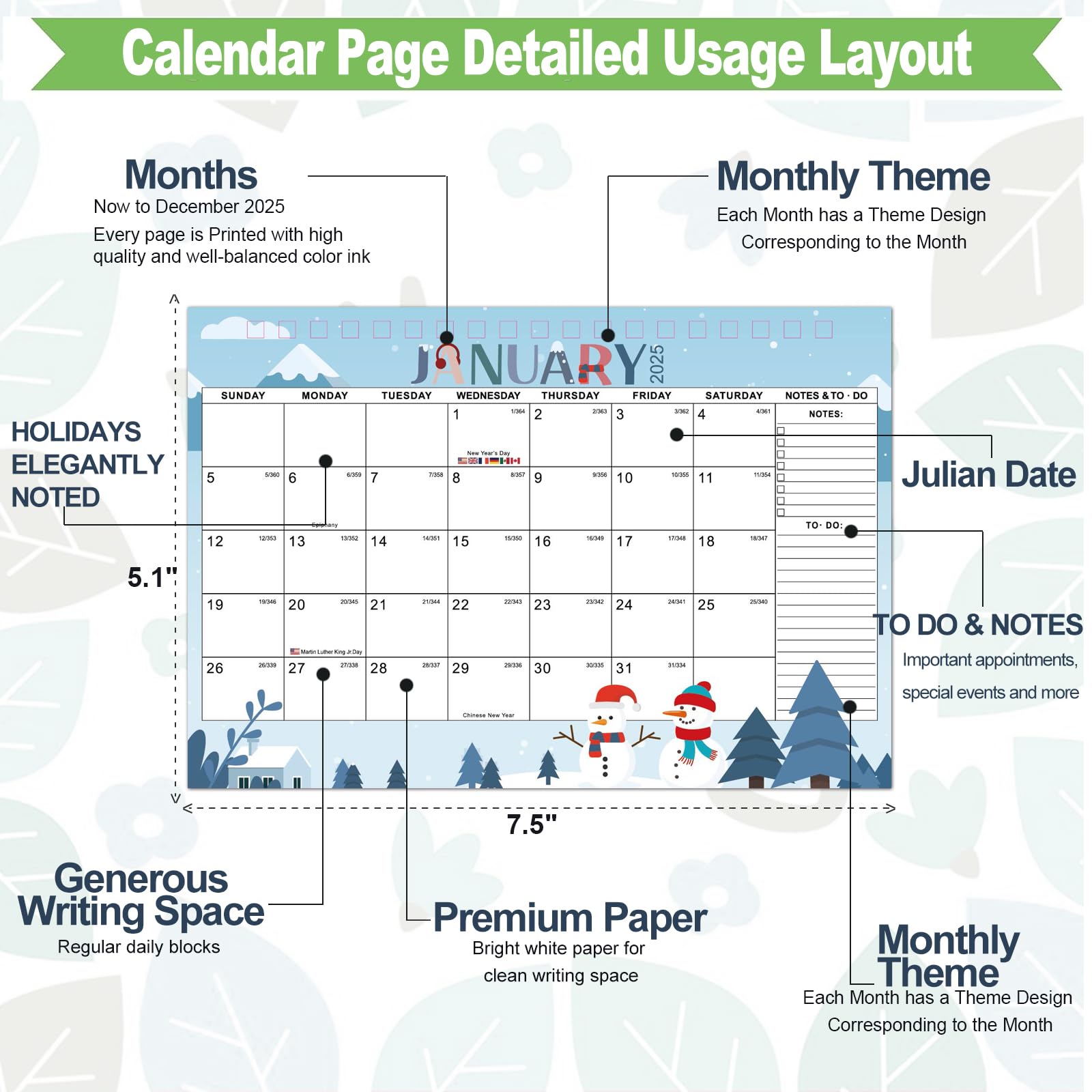 2025 Small Desk Calendar - Monthly Theme Design from Now to December 2025 | Standing Flip Desktop Calendar for Home, Office & School (Blue) | Perfect for Planning, Scheduling & Organization