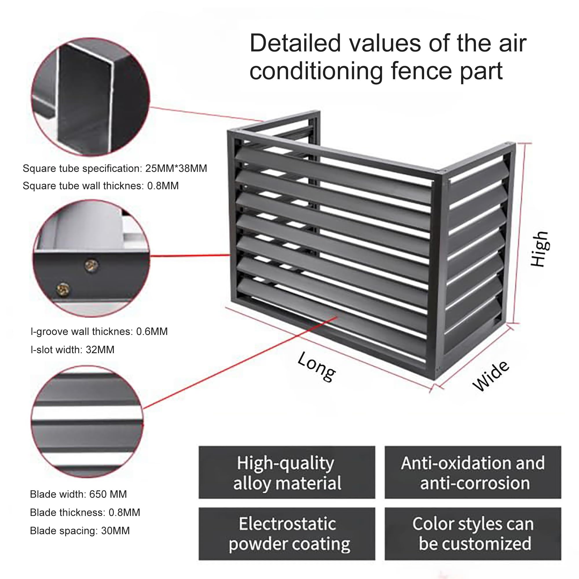 Aluminum Air Conditioner Cover Fence for Outdoor Units - Freestanding Privacy Screen Panel to Hide Mini Split Condenser (Gray, 3-Pack) - Perfect for Indoor/Outdoor Use in Backyards, Patios & Commercial Spaces