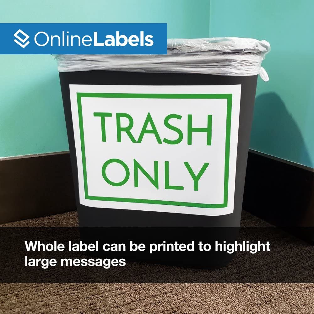 8.5 x 11 Inch Waterproof Polyester Full Sheet Labels for Laser Printers - 500 Sheets with Vertical Back Slit for Easy Peeling - Ideal for Shipping Labels, Product Packaging & Office Organization - OnlineLabels
