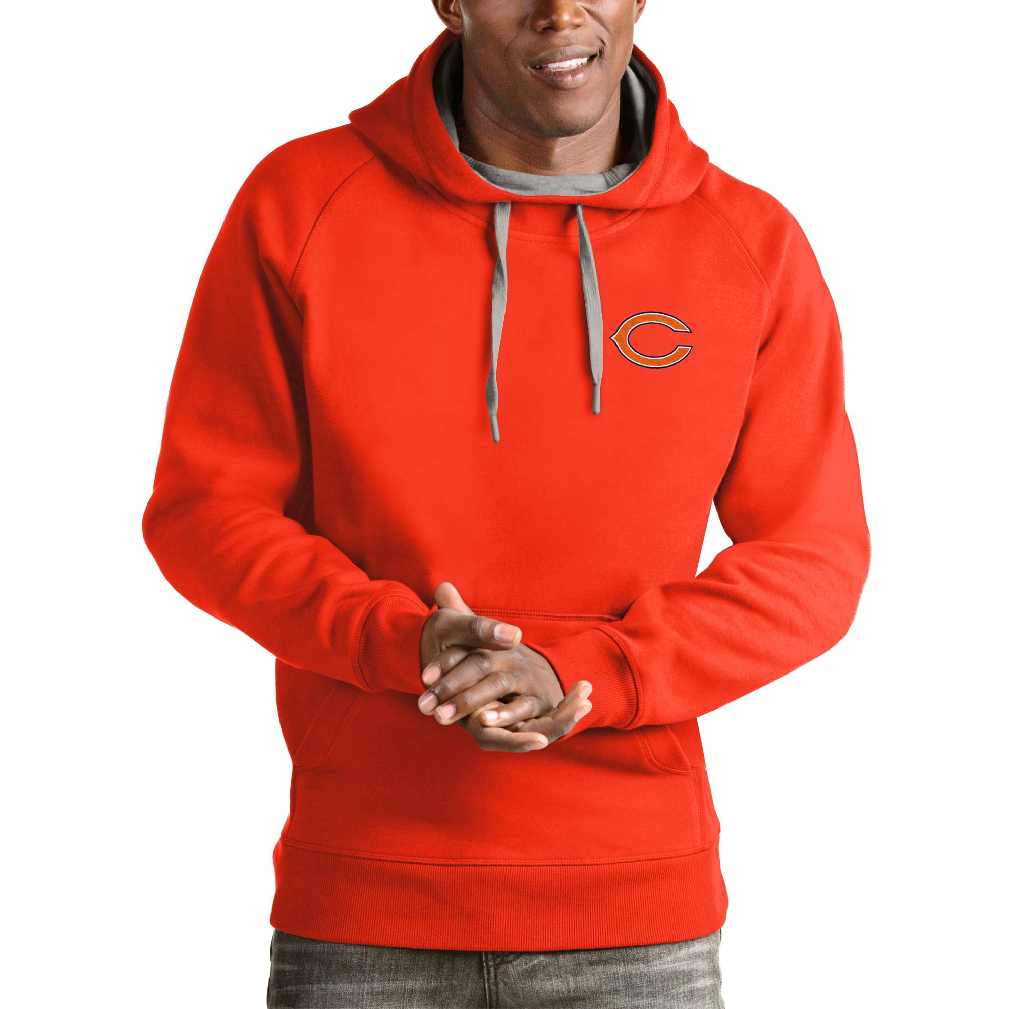 Antigua Men's Orange Chicago Bears Logo Victory Pullover Hoodie - NFL Fan Apparel for Game Day & Casual Wear