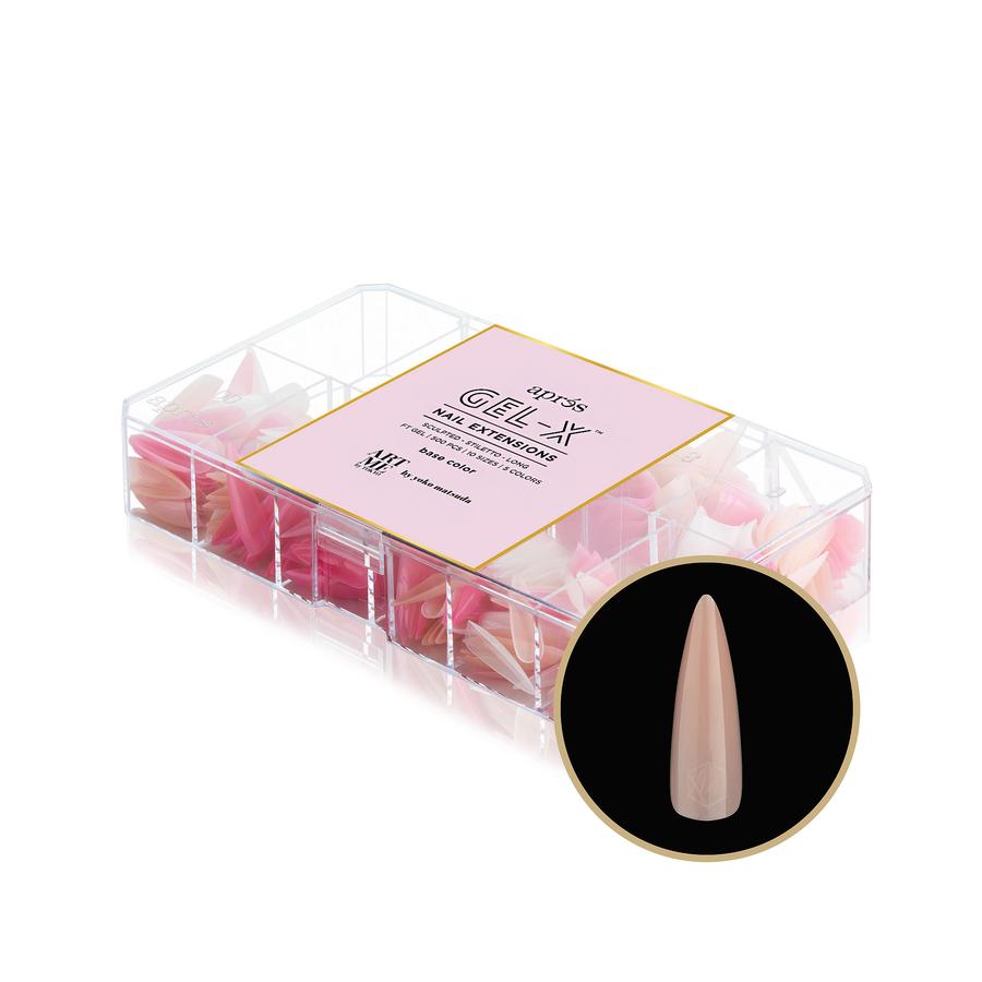 Apres Gel X Tips - Sculpted Stiletto Long Nail Extensions for Professional Salon & DIY Manicures | Base Color Collection by ARTME x APRES | Perfect for Special Occasions & Everyday Glam