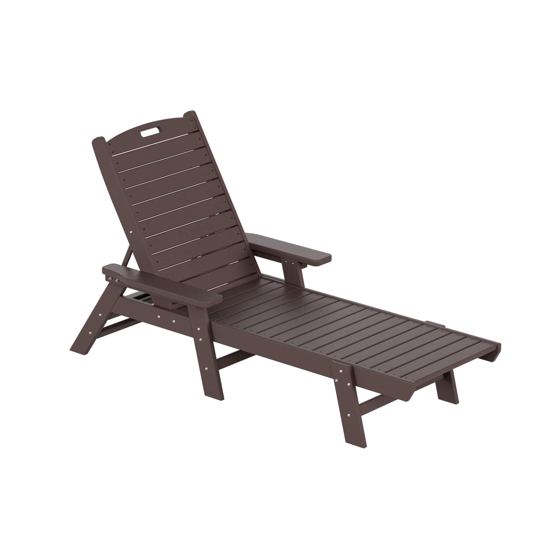 Premium HDPE Adirondack Reclining Chaise Lounge - Durable Poly Lumber Outdoor Chair with Armrests | UV & Weather Resistant for Patio, Backyard, Beach, Poolside | Perfect for Relaxing, Sunbathing & Outdoor Entertaining (Dark Brown)