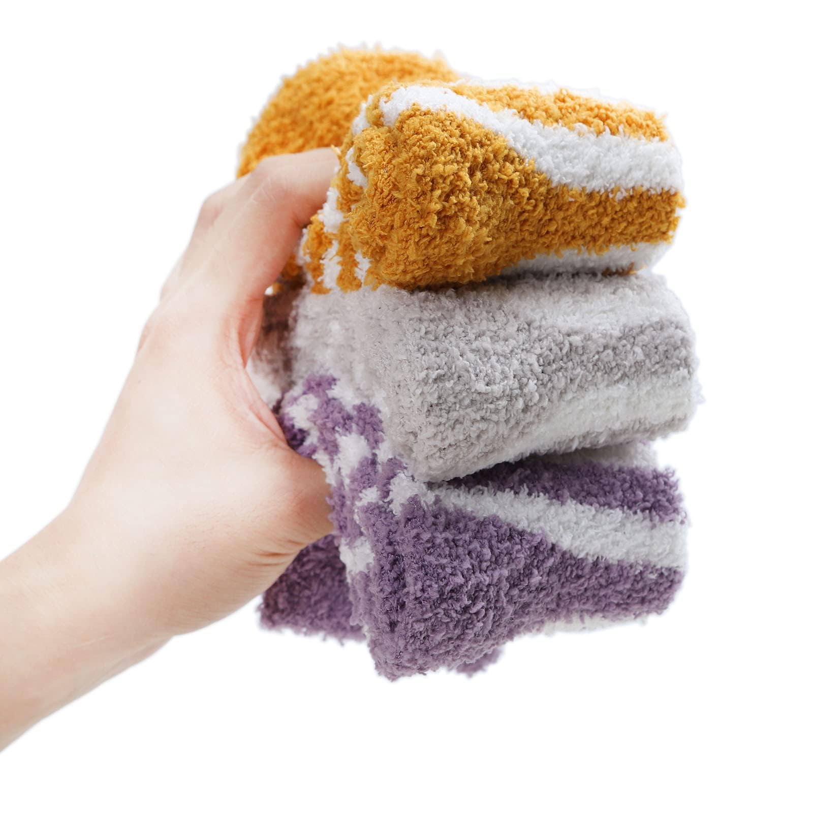Women's Fuzzy Socks - 6 Pairs Ultra Soft Microfiber Cozy Warm Winter Slipper Socks for Sleeping, Indoor & Home - Fluffy Cabin Plush Stocking Stuffers for Christmas Gifts & Relaxation