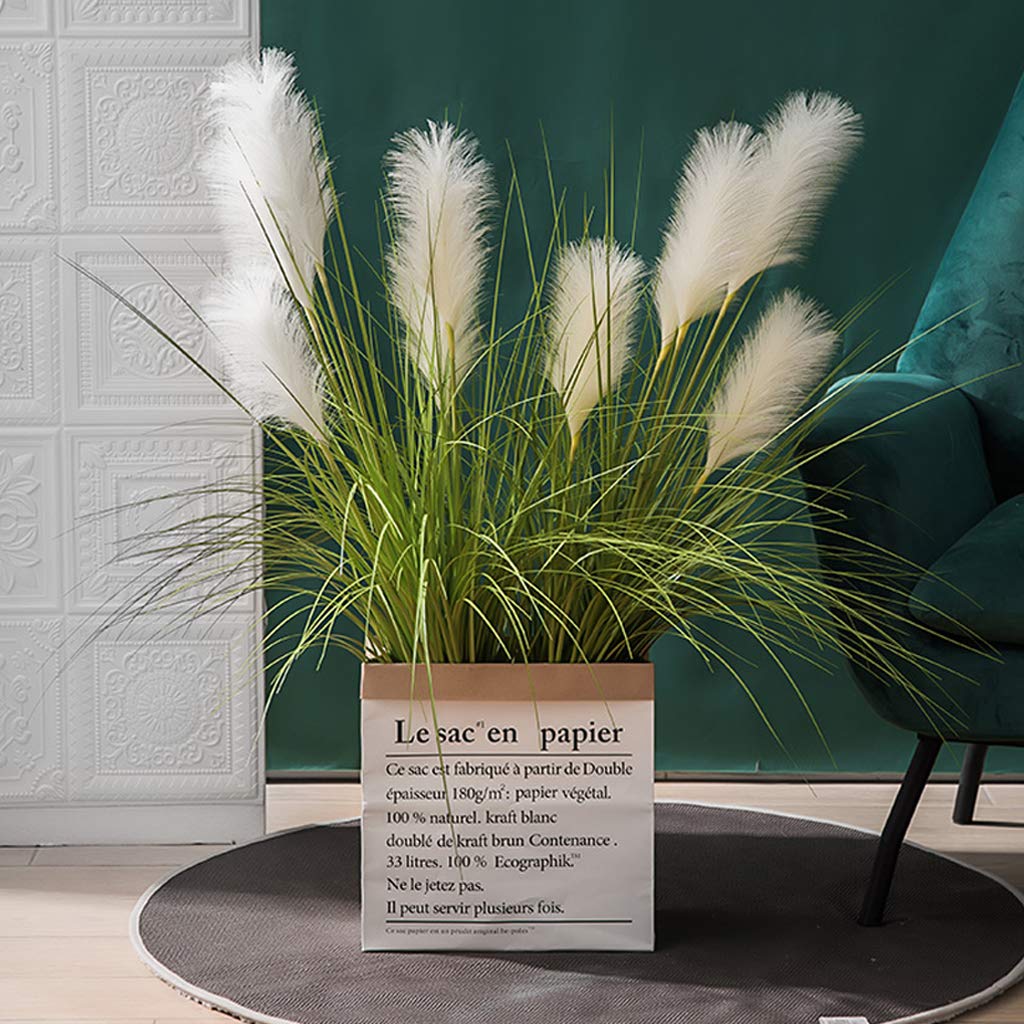 Artificial Bronze Stipa Grass Silk Plant - Indoor/Outdoor Potted Decor for Home, Office & Garden | Realistic Fake Plants for Tabletop, Shelf & Patio Decorations