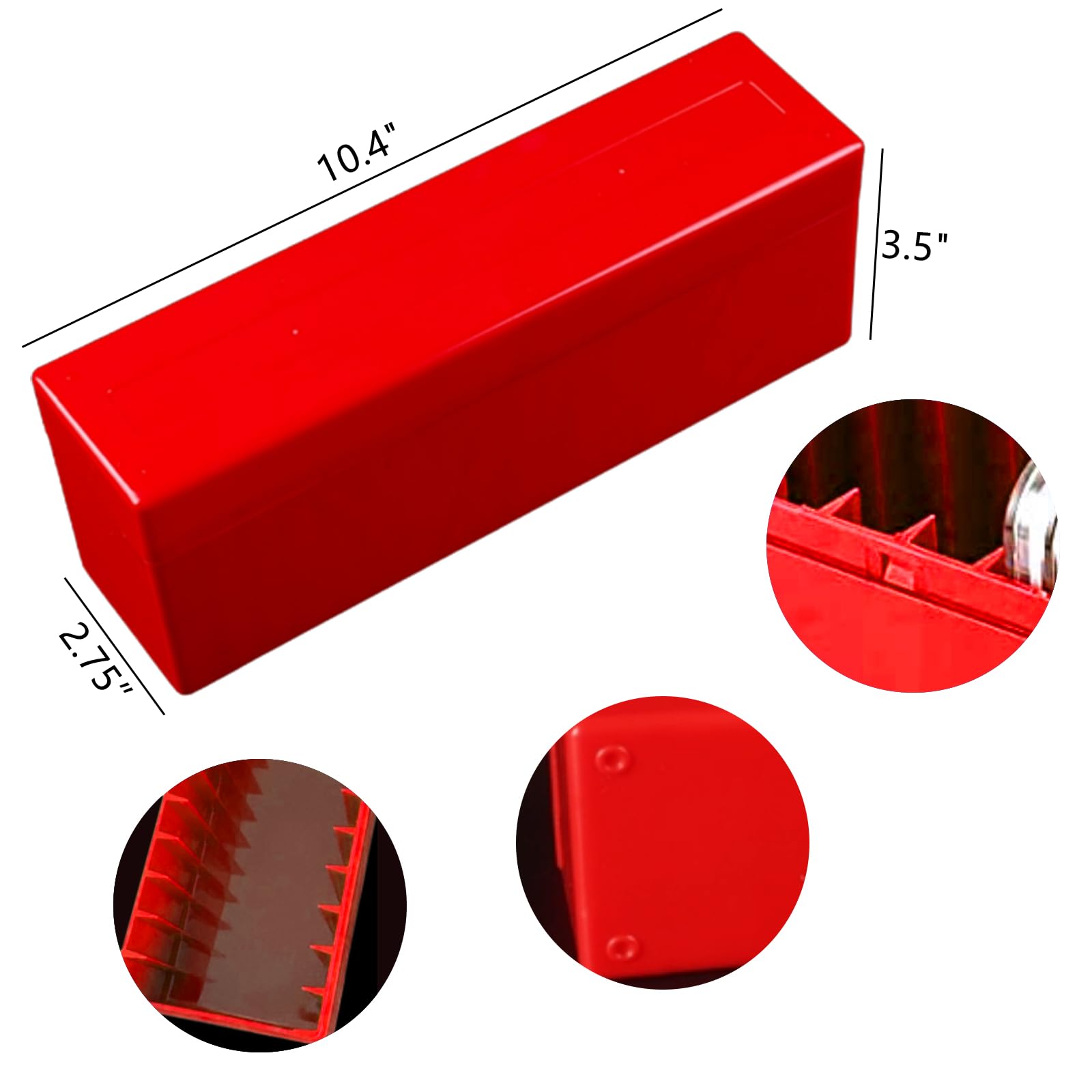 MUDOR Plastic Coin Slab Storage Box - Holds 20 NGC, PCGS & PMG Certified Coin Slabs - Durable Red Coin Holder Case for Collectors - Perfect for Coin Grading, Display & Safe Storage