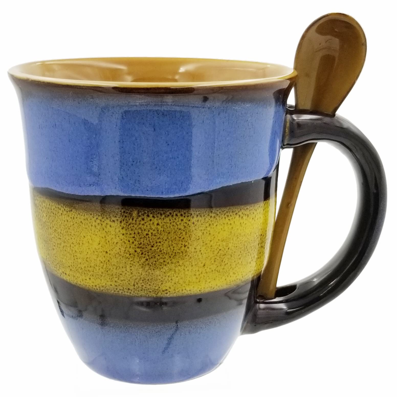 Creative Glazed Coffee Mugs - Unique Ceramic Coffee & Tea Cups - 14oz (Yellow, 2 Pack) - Perfect for Home, Office & Gifts - Microwave & Dishwasher Safe
