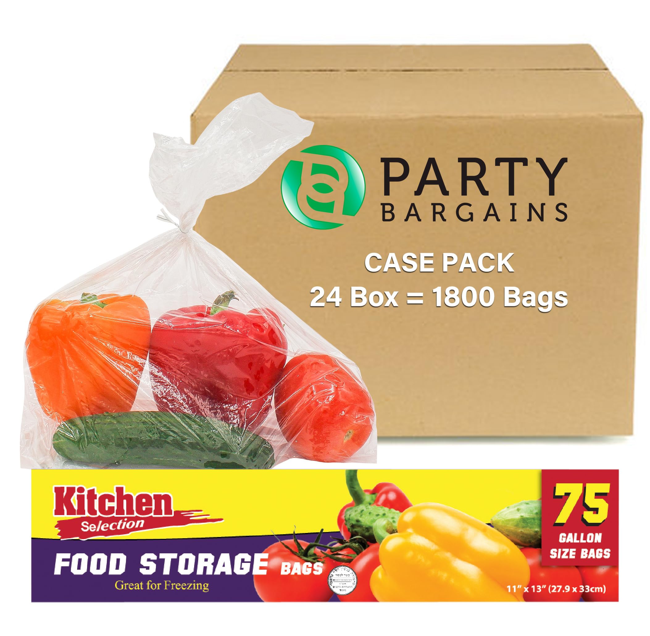 1 Gallon Food Storage Bags with Twist-Ties - 1800 Count (24 Boxes x 75 Bags) 11x13 Inches | Heavy Duty Freezer Bags for Kitchen, Pantry, Meal Prep, Office & Commercial Use | Bulk Storage Solution for Leftovers, Snacks & Organizing