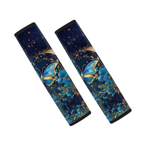 Aesthetic Blue Floral Butterfly Moon