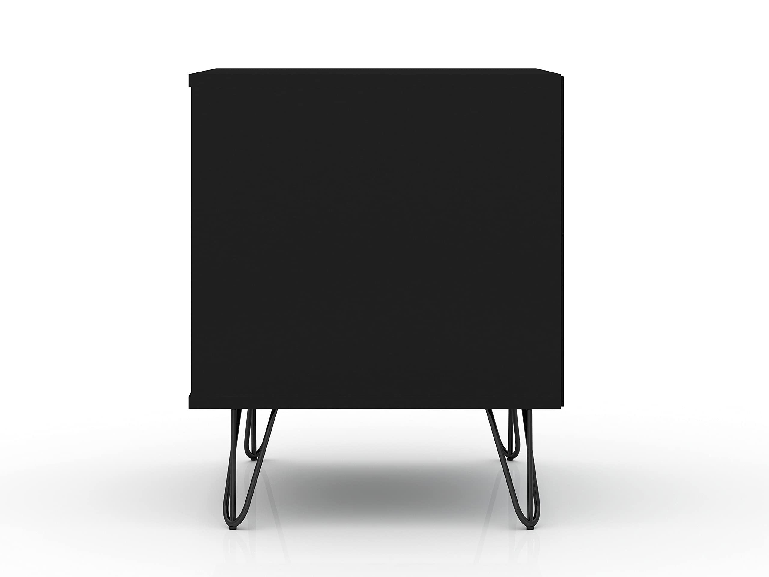Mid Century Modern Nightstands Set of 2 - Manhattan Comfort Rockefeller Bedside Tables with Drawer & Cubby Storage | Functional Bedroom & Living Room Furniture Organizer in Black | Perfect for Small Spaces & Guest Rooms