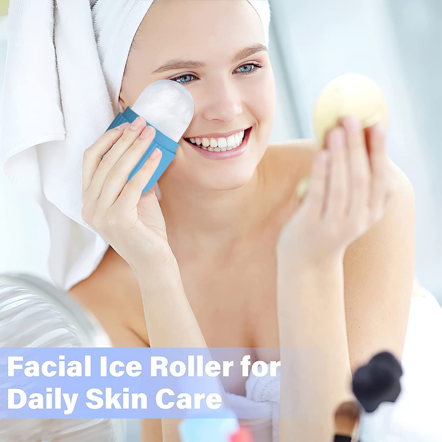 ZEXREL Jade Ice Roller & Gua Sha Set - 100% Natural Stone Facial Massager for Women - Cooling Face, Eye, Neck & Foot Massage Tool - Reduce Puffiness & Dark Circles - Perfect for Skincare Routine & Relaxation