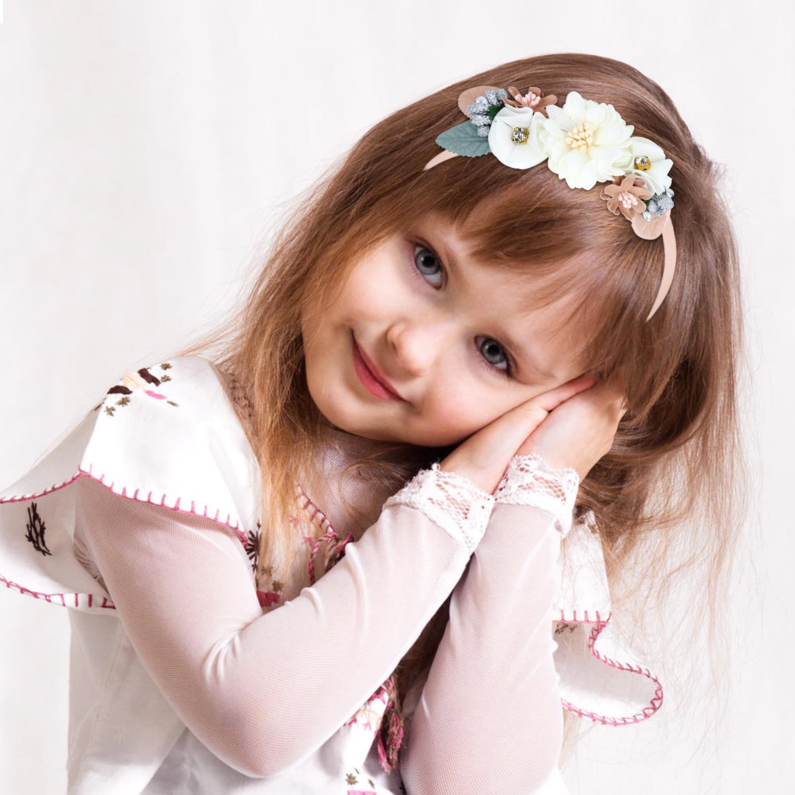 5-Piece Floral Headbands for Girls - Plastic Flower Hair Bands & Hoops Accessories for Toddlers, Kids & Teens - Perfect for Birthday Parties, Photo Shoots & Spring Outfits