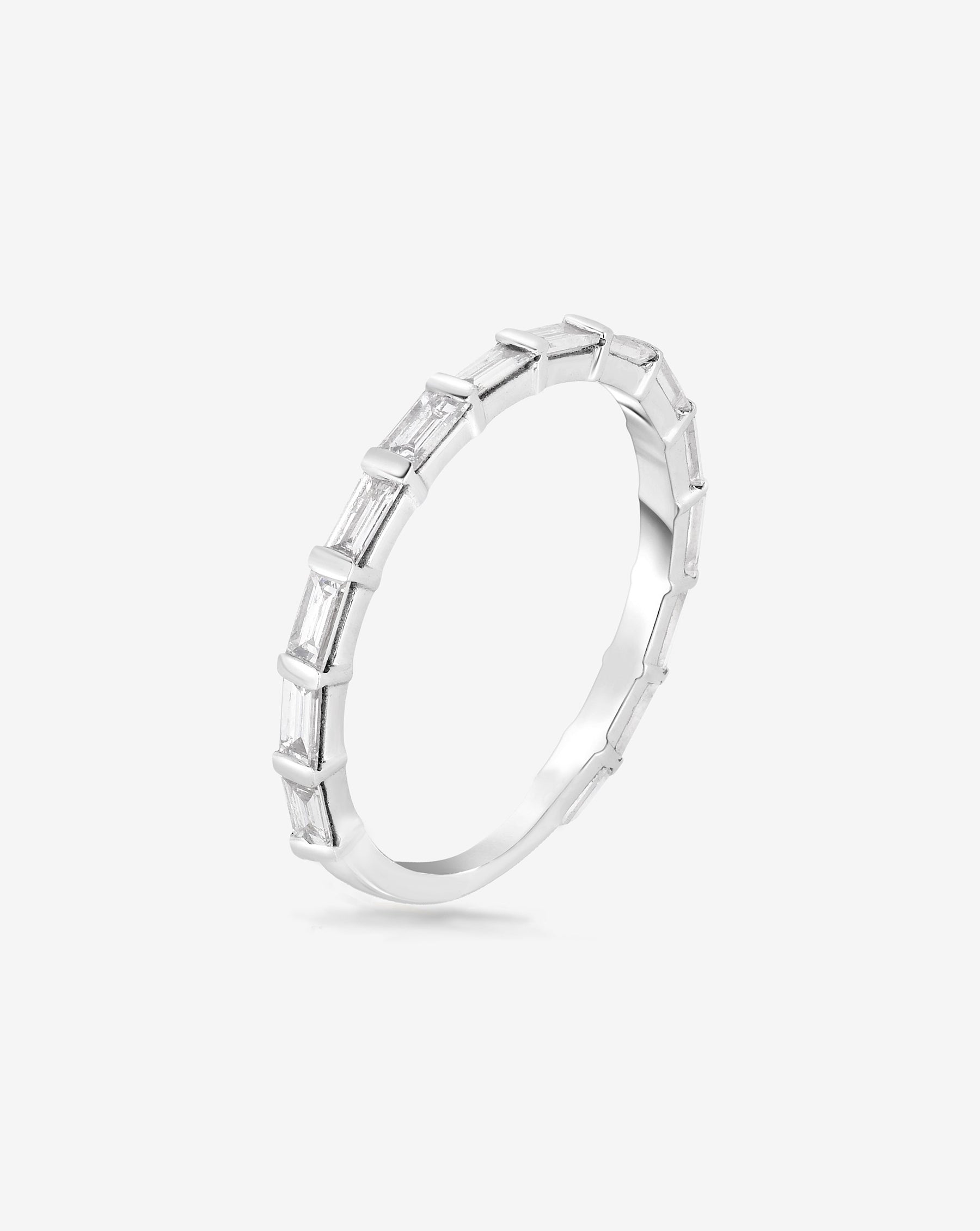 3/4 Carat Diamond Baguette Bar Band Ring for Women - Elegant Stackable Wedding & Anniversary Jewelry Gift