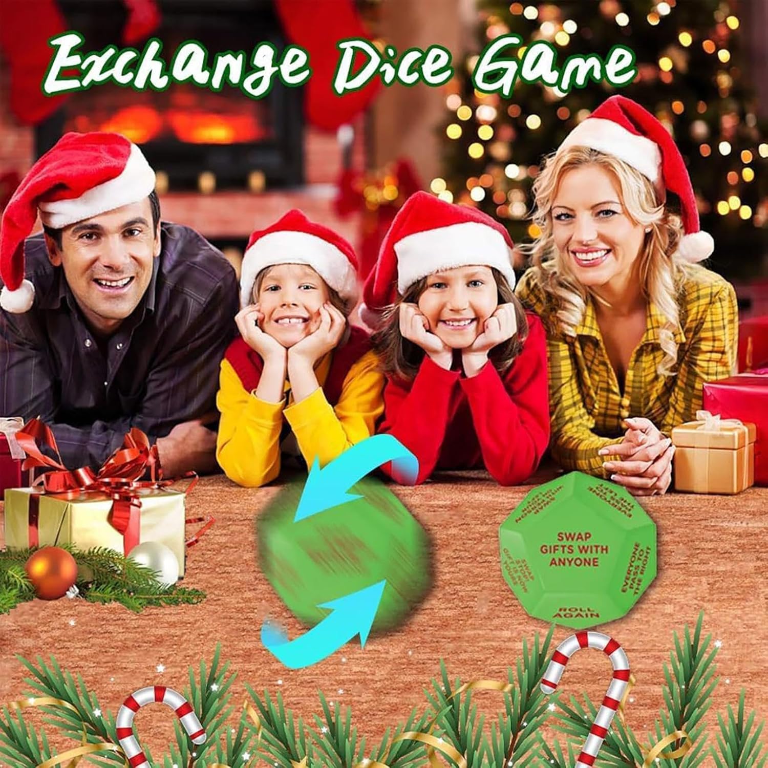 Santa Swap Gift Exchange Dice Game - 2025 New Christmas Party Game for Family & Friends - Oversized Holiday Decoration Die with 12 Unique Sides (1 Piece) - Perfect for Secret Santa, White Elephant, and Holiday Party Activities