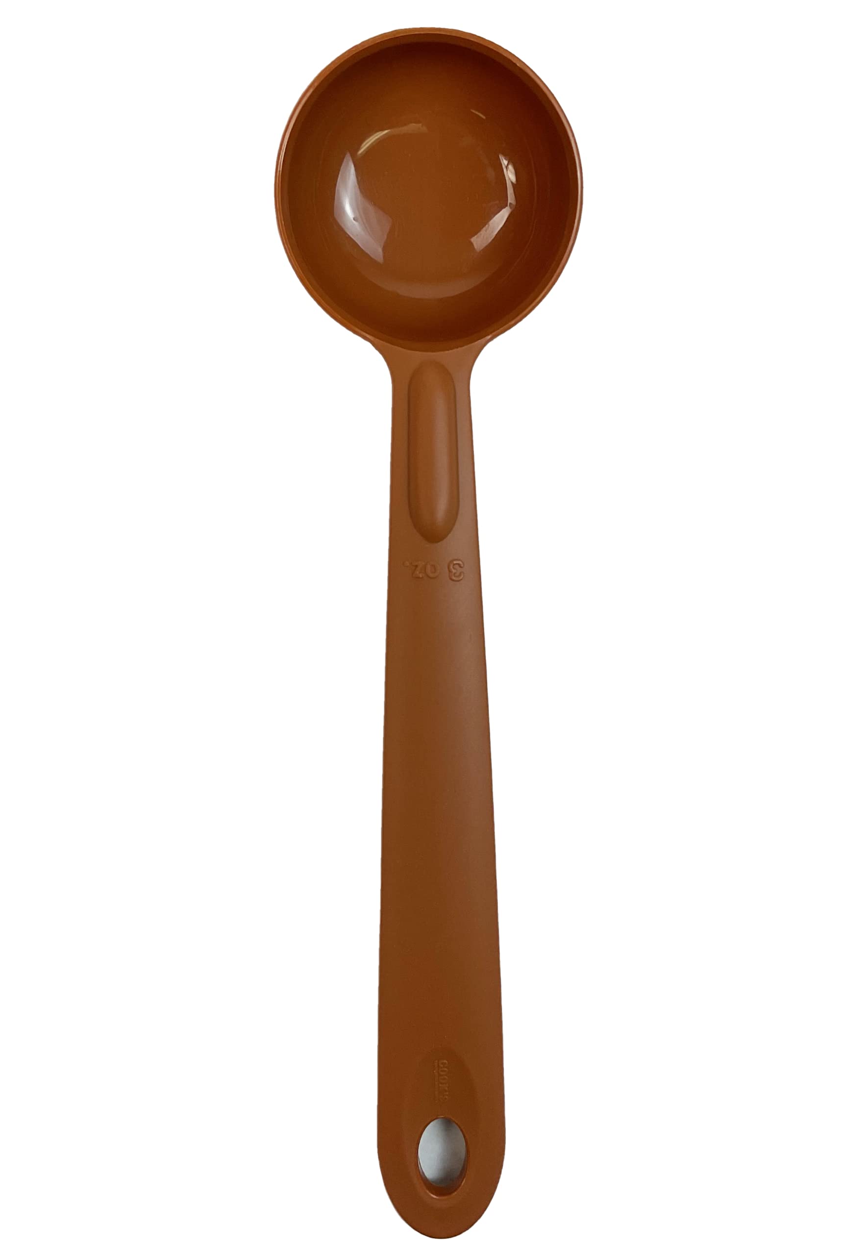 Rite-Size 3 oz. Solid Round Circle Server Portion Utensil - Heat Resistant Copolymer Plastic Professional Cooking Tool (Brown) - Perfect for Portion Control, Catering, and Restaurant Use