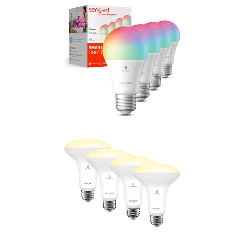 Sengled Alexa Smart Light Bulbs - Multicolor & Soft White Bluetooth Mesh LED Bulbs (4-Pack Each) for Home Automation, Voice Control & Smart Lighting Scenes
