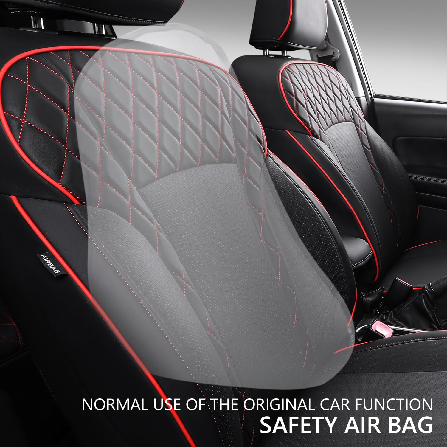 Premium Leather Seat Covers for 2014-2018 Subaru Forester - Custom Fit Car Seat Protectors (Black & Red) | Durable & Stylish Interior Upgrade for Road Trips & Daily Commute