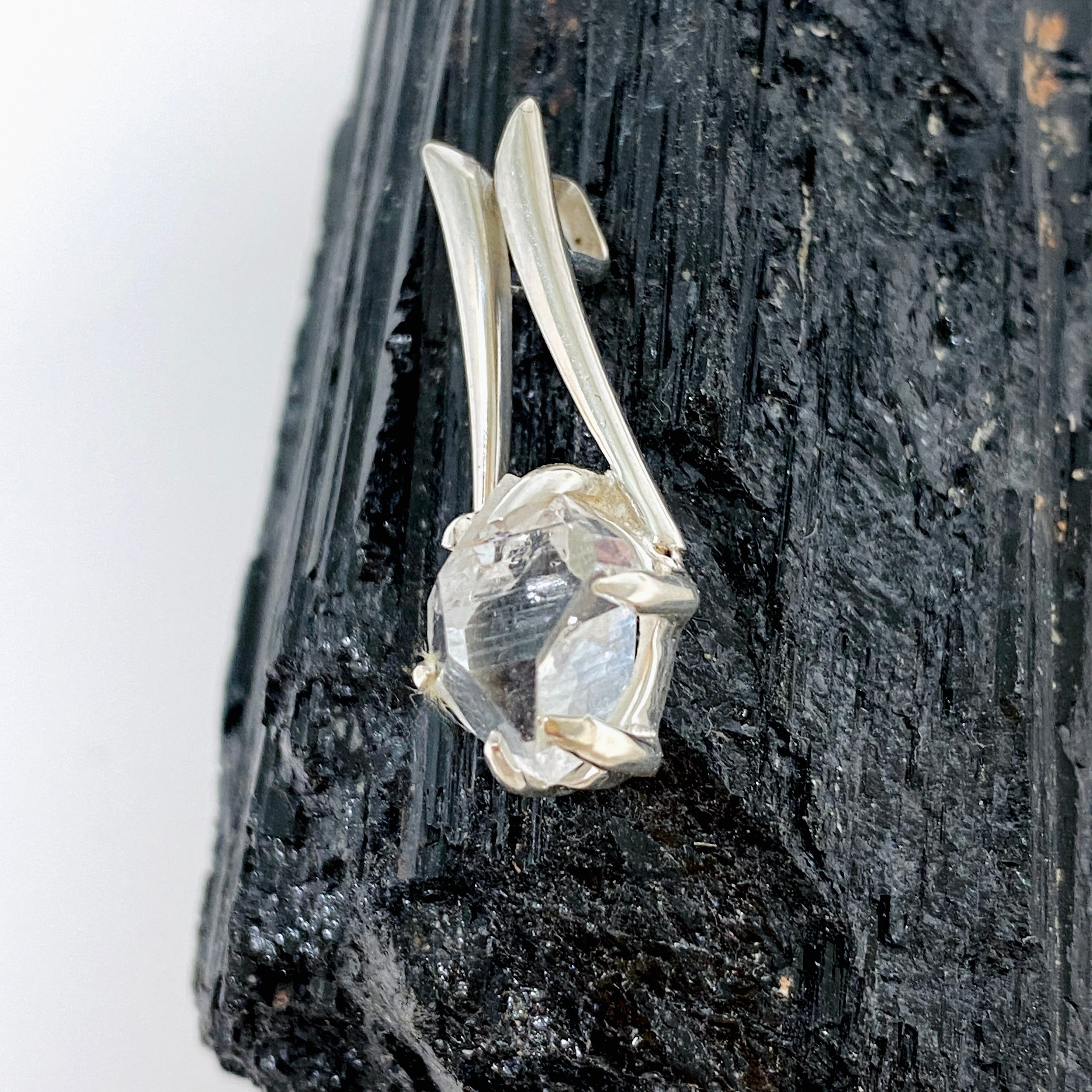 Natural Herkimer Diamond Pendant Necklace - 70 Carat BTP (Beaded Triangle Pendant) - Healing Crystal Jewelry for Meditation, Energy Work & Spiritual Gifts
