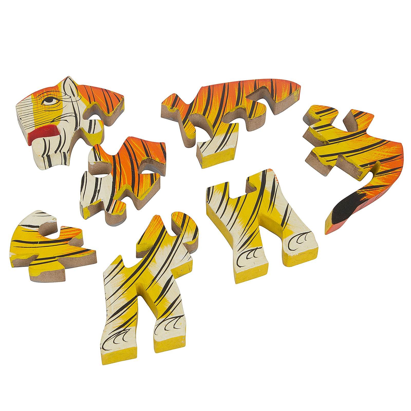Premium Handcrafted Wooden Tiger-Shaped Jigsaw Puzzle - Educational Toy for Kids | Multicolor | Perfect for Montessori Learning, Birthday Gifts & Family Game Night