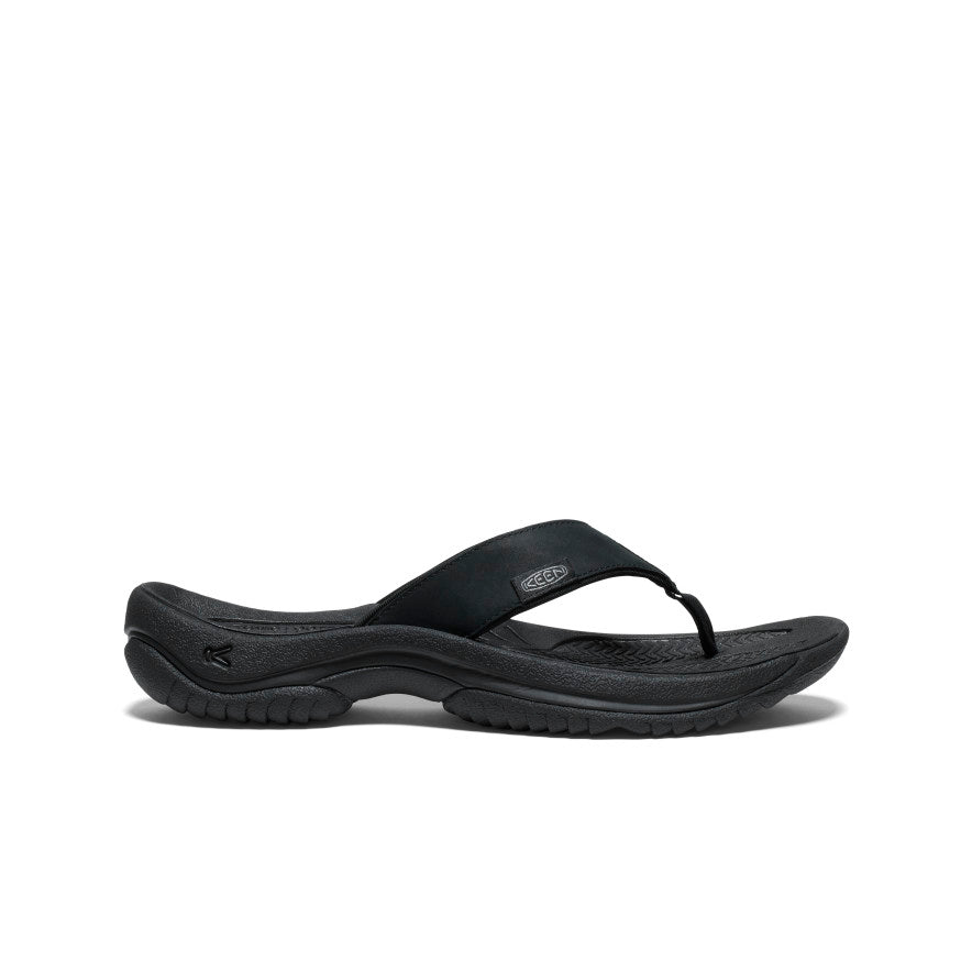Premium Men's Kona Leather Flip Flops - Comfortable Black & Steel Grey Sandals for Beach, Pool, and Casual Summer Wear