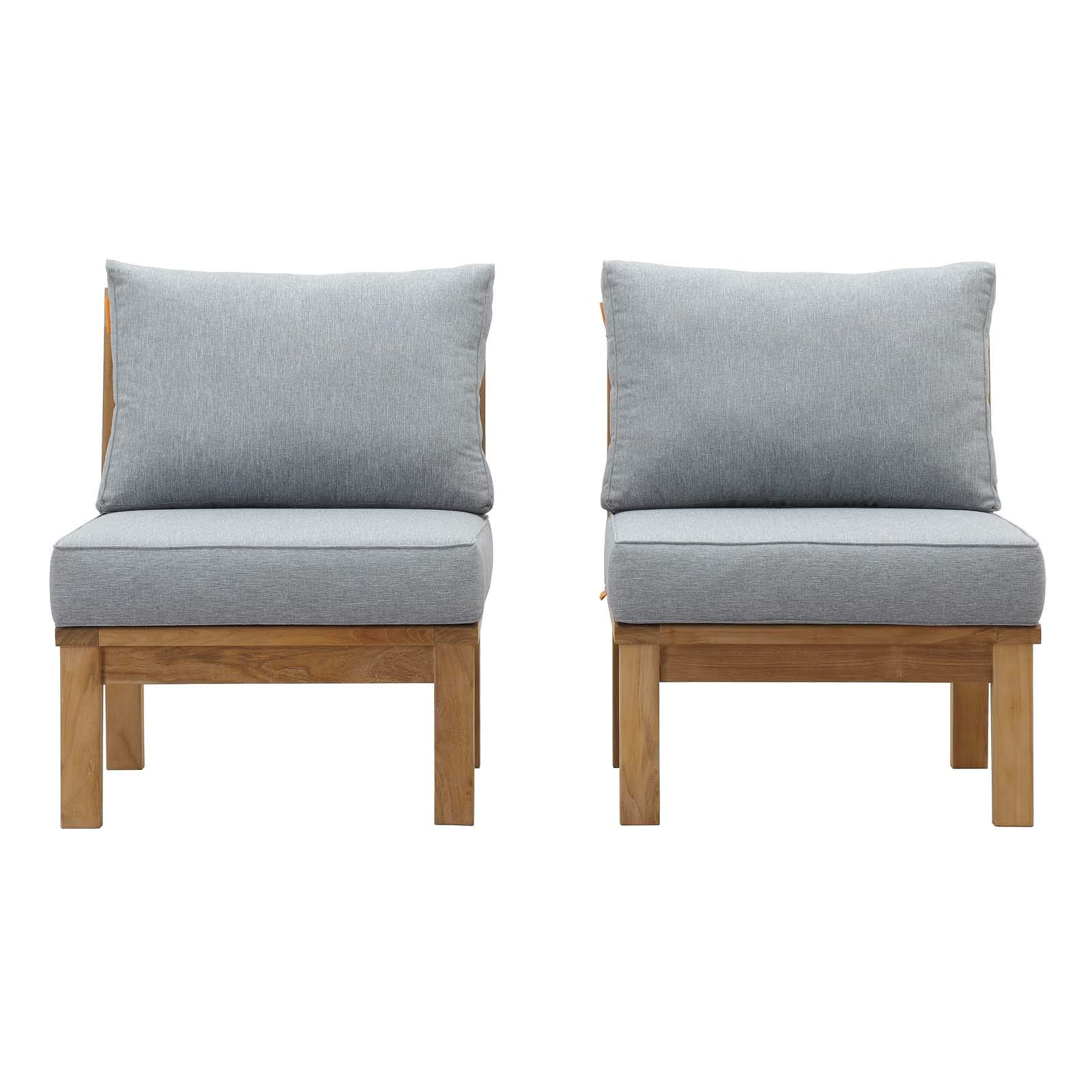 Modern Contemporary Urban Outdoor Patio Balcony Garden Lounge Chair Set - Wood, Grey Gray Natural - Perfect for Relaxing in Small Spaces