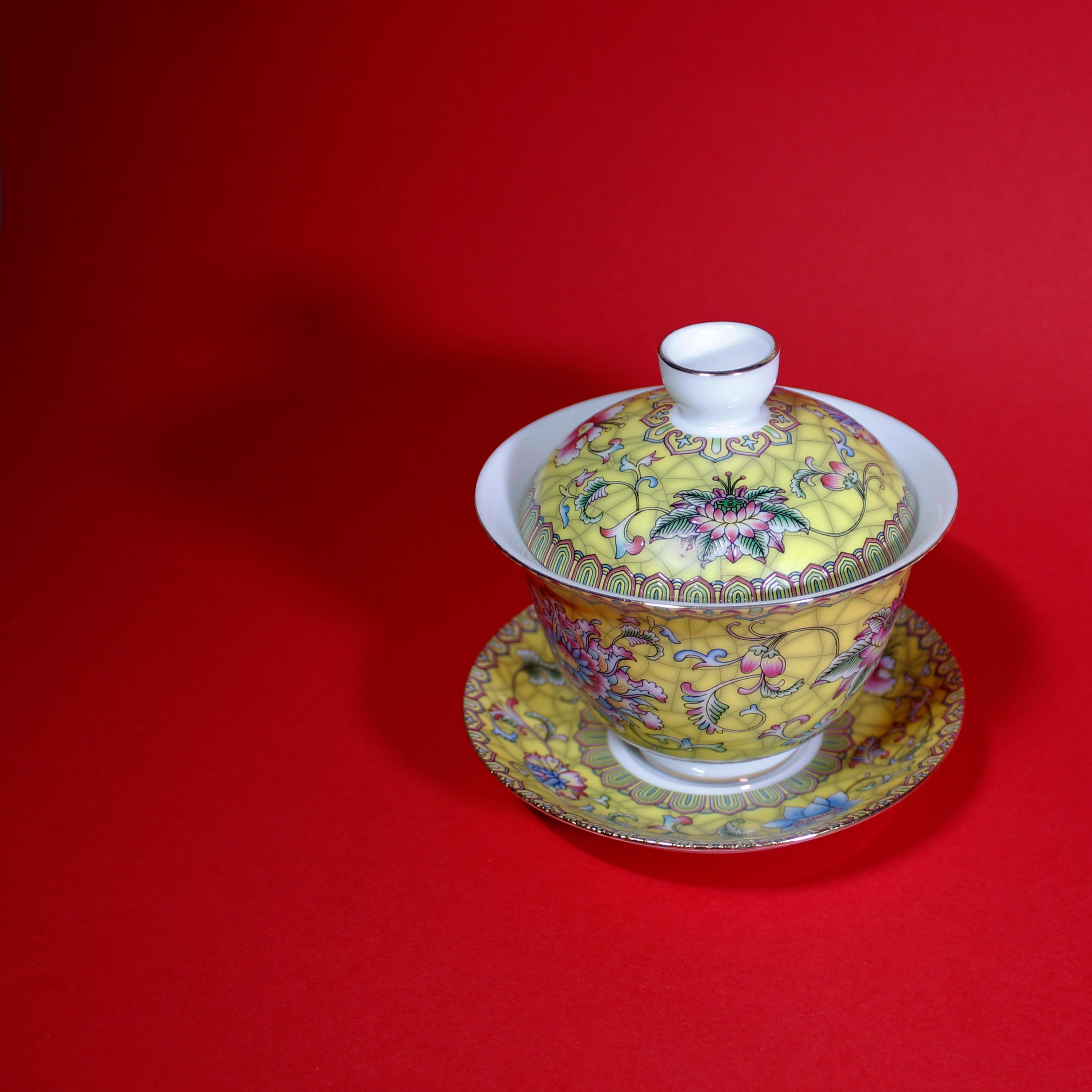 Premium 5 oz Lotus Gaiwan Ceramic Teapot - Traditional Chinese Tea Set for Gongfu Brewing, Perfect for Home, Office & Tea Ceremonies