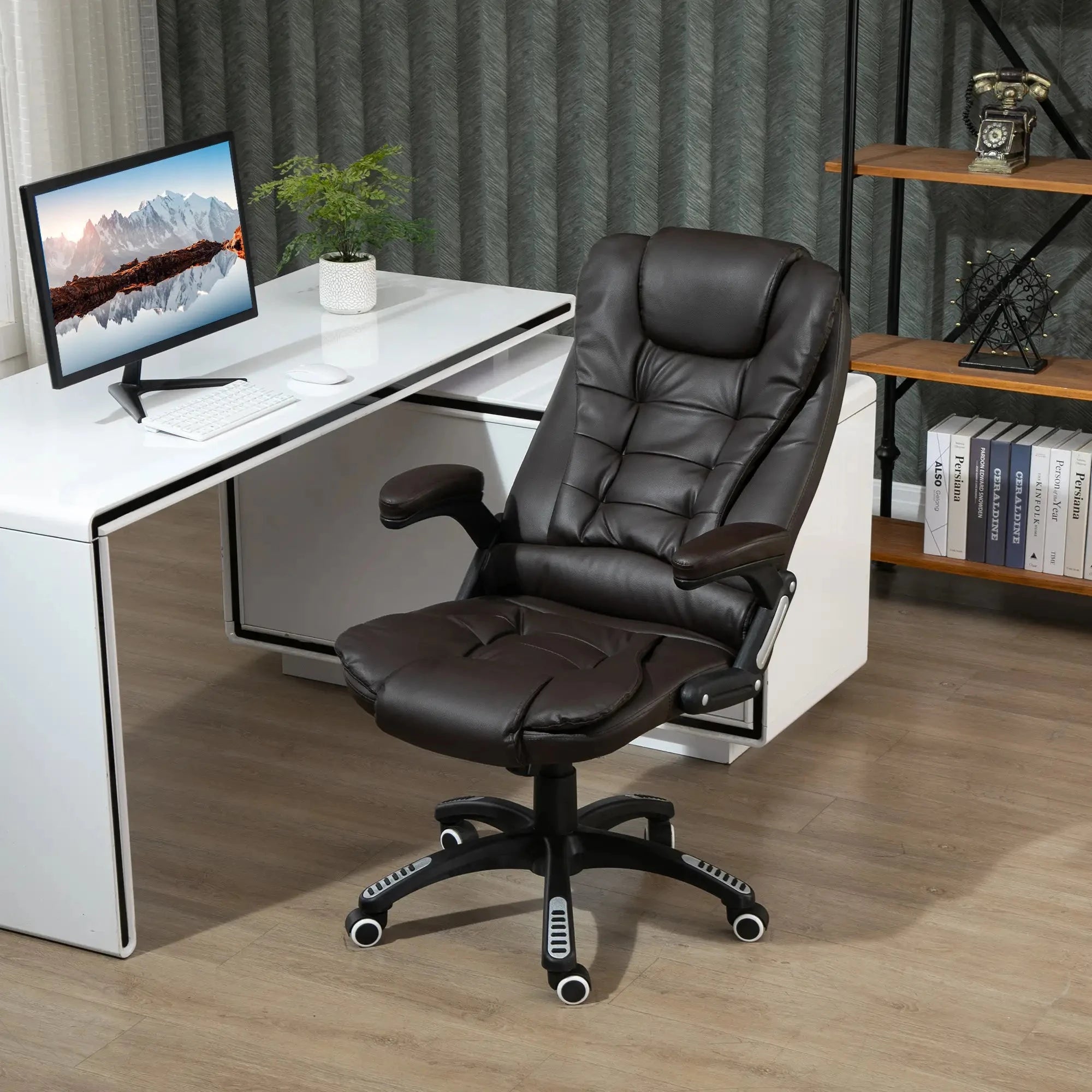 Premium High Back Faux Leather Executive Office Chair - Ergonomic Swivel Seat with Adjustable Height (Black/Gray) - Perfect for Home Office, Conference Rooms & Corporate Workspaces