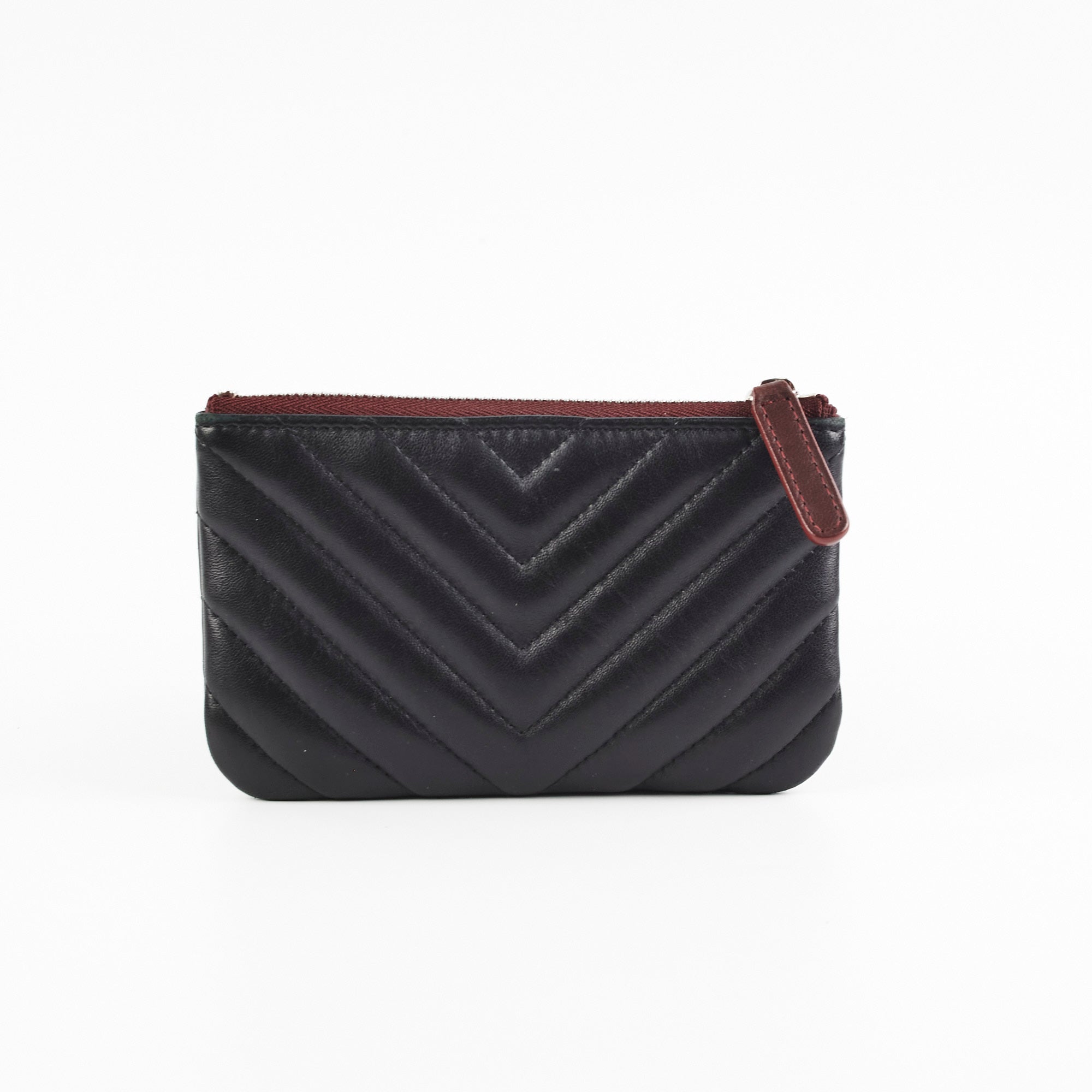 Chanel Small Chevron Black O Case - Luxury Leather Wallet for Women | Perfect for Everyday Use, Travel & Gifting