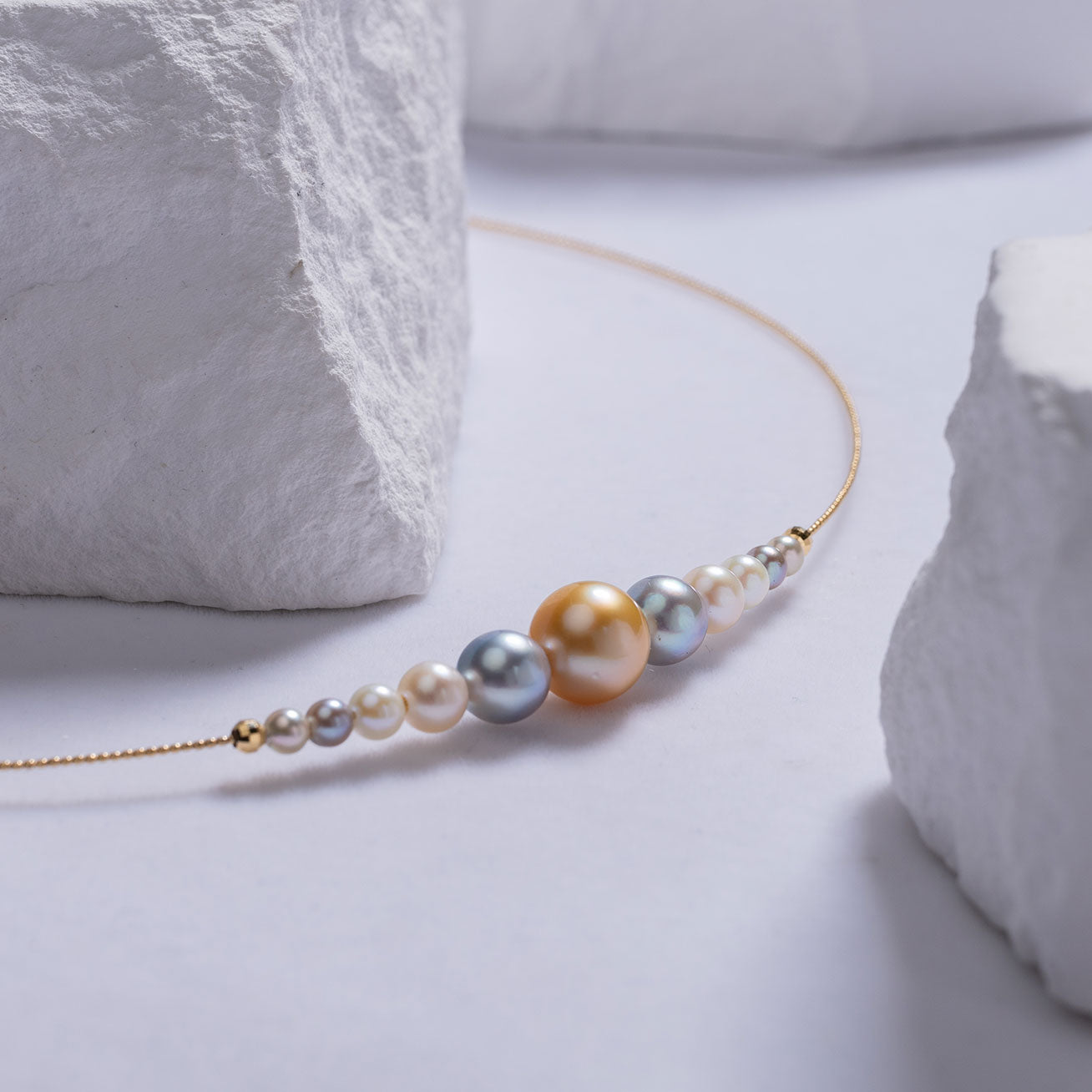 18K Gold South Sea & Akoya Pearl Necklace KN00128 | HARMONY - Elegant Pearl Jewelry for Weddings, Anniversaries & Special Occasions
