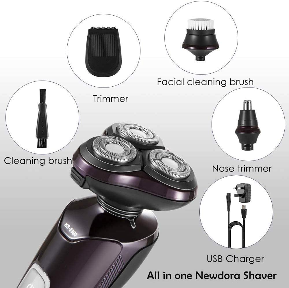 Best Electric Shavers for Men - Wet & Dry Rechargeable Waterproof Razor with 4D Rotary Blades, Intelligent Digital Display & USB Charging | Perfect for Travel, Gym & Daily Shaving at Home