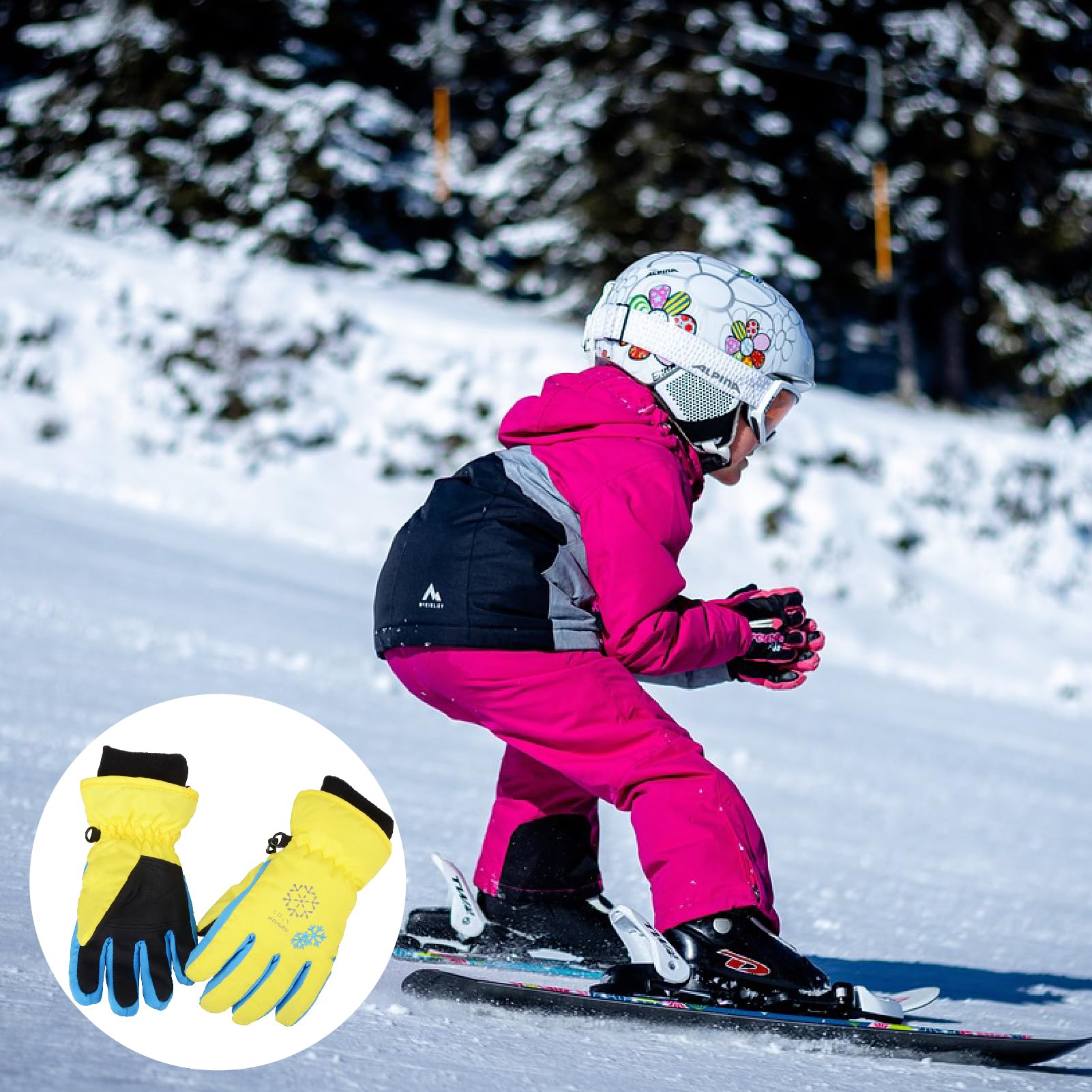 JEELAD Kids Winter Snow Gloves - Waterproof Ski & Snowboard Gloves for Boys & Girls - Warm Cold Weather Gloves for Outdoor Activities, Skiing, Snowboarding & Snow Play