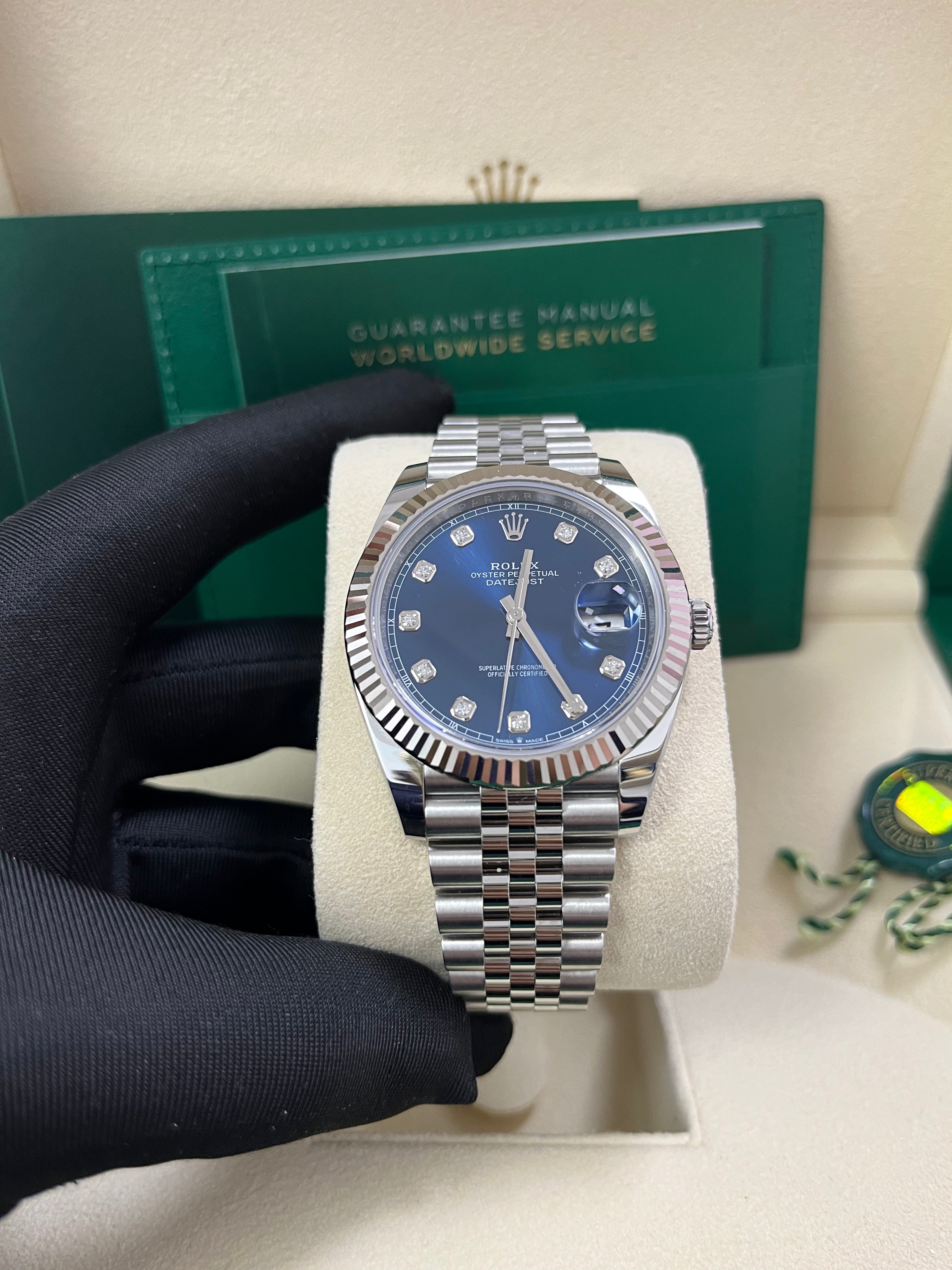 Rolex Datejust 41 Men's Watch - Fluted Bezel, Blue Diamond Dial, Jubilee Bracelet (Ref.126334) | Luxury Automatic Watch for Business, Gifts & Special Occasions