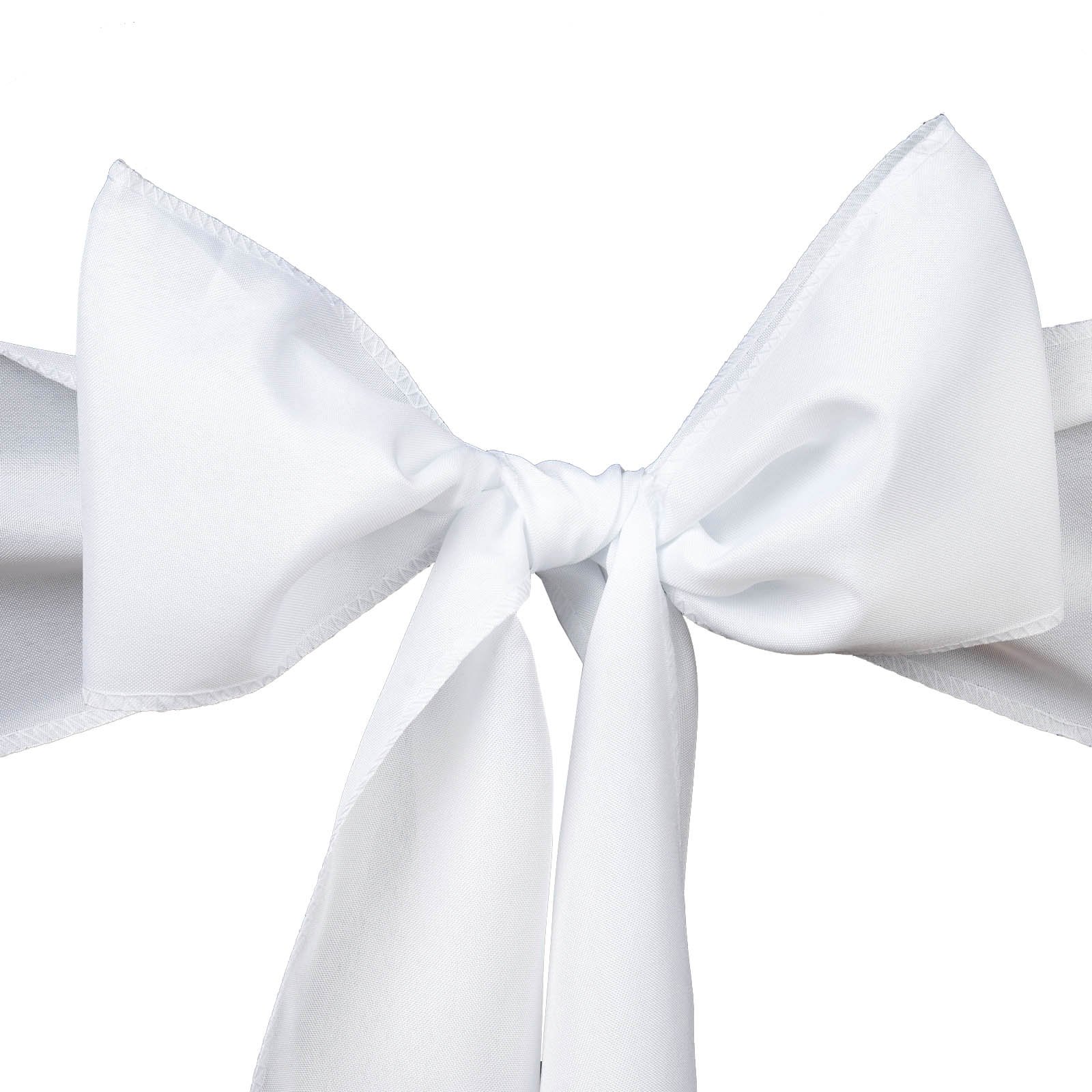 10 White Polyester Chair Sashes with Bows - Elegant Wedding, Party & Ceremony Decorations | Affordable Bulk Supplies for Reception & Banquet Decor
