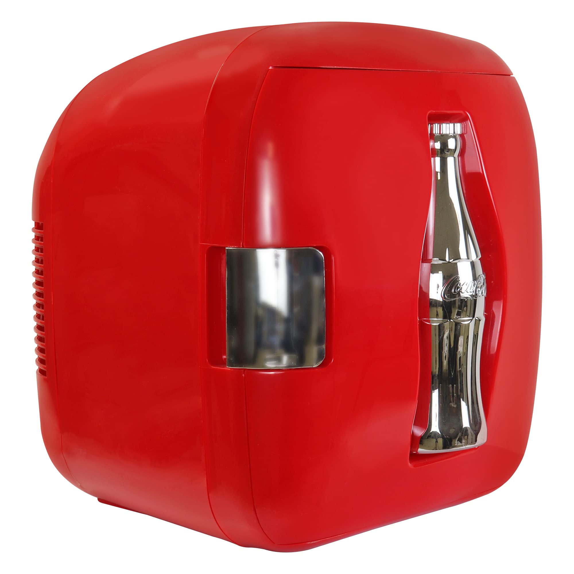 Coca-Cola Heritage 12 Can Portable Cooler & Warmer - 7.9L (8.3 qt) Mini Fridge for Drinks, Snacks & Lunch - Includes 12V/AC Cords for Car, Office, Dorm, Travel - Perfect for Picnics, Road Trips & Home Use (Red & Silver)